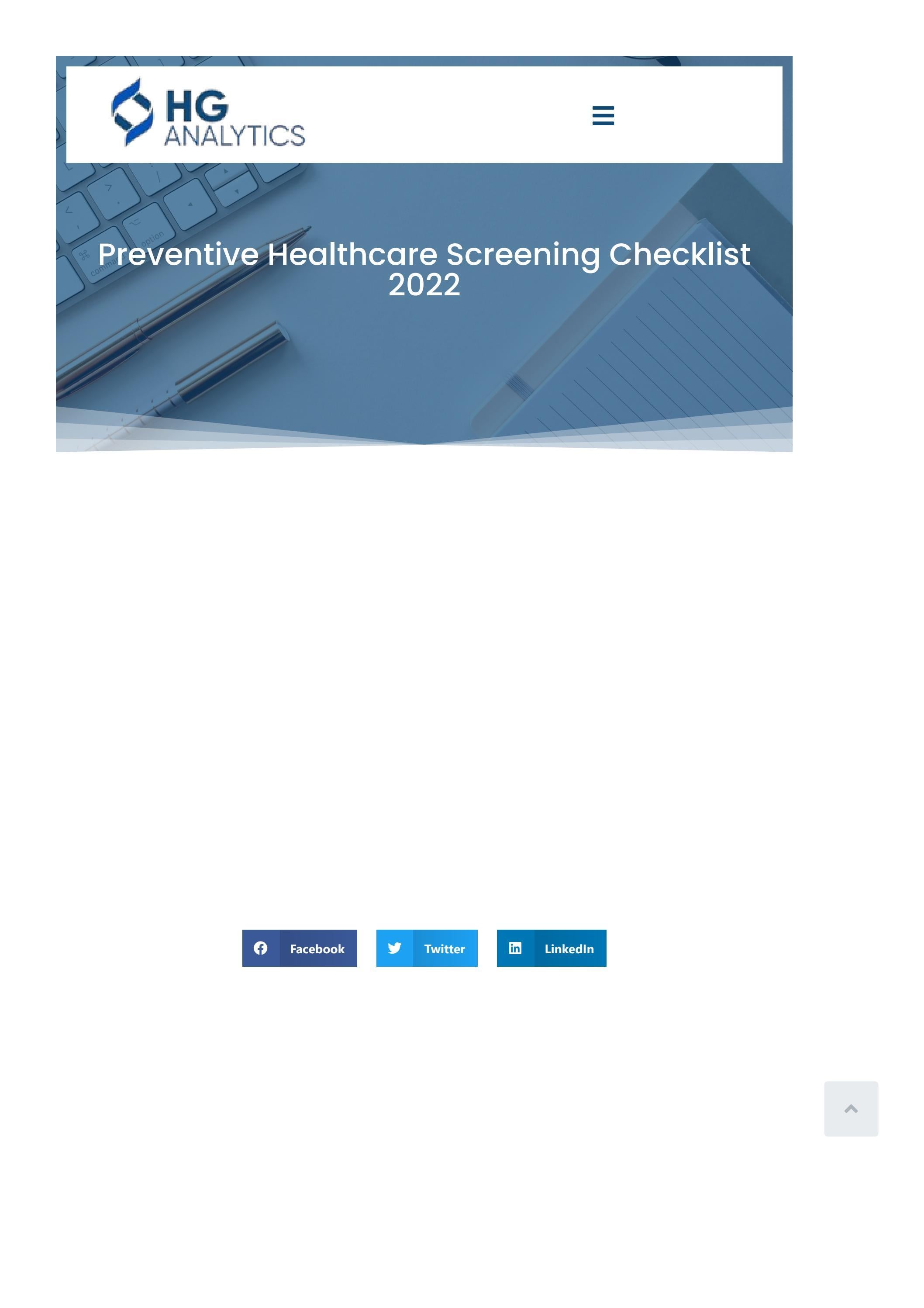 Preventive Healthcare Screening Checklist by hganalytics - Issuu