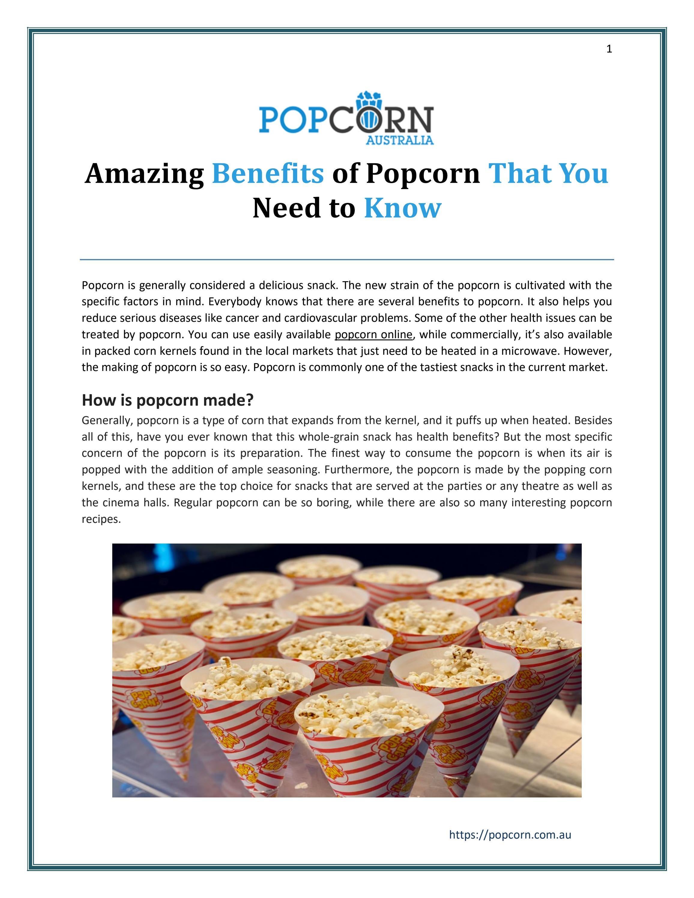 Amazing Benefits of Popcorn That You Need to Know by Popcorn Australia