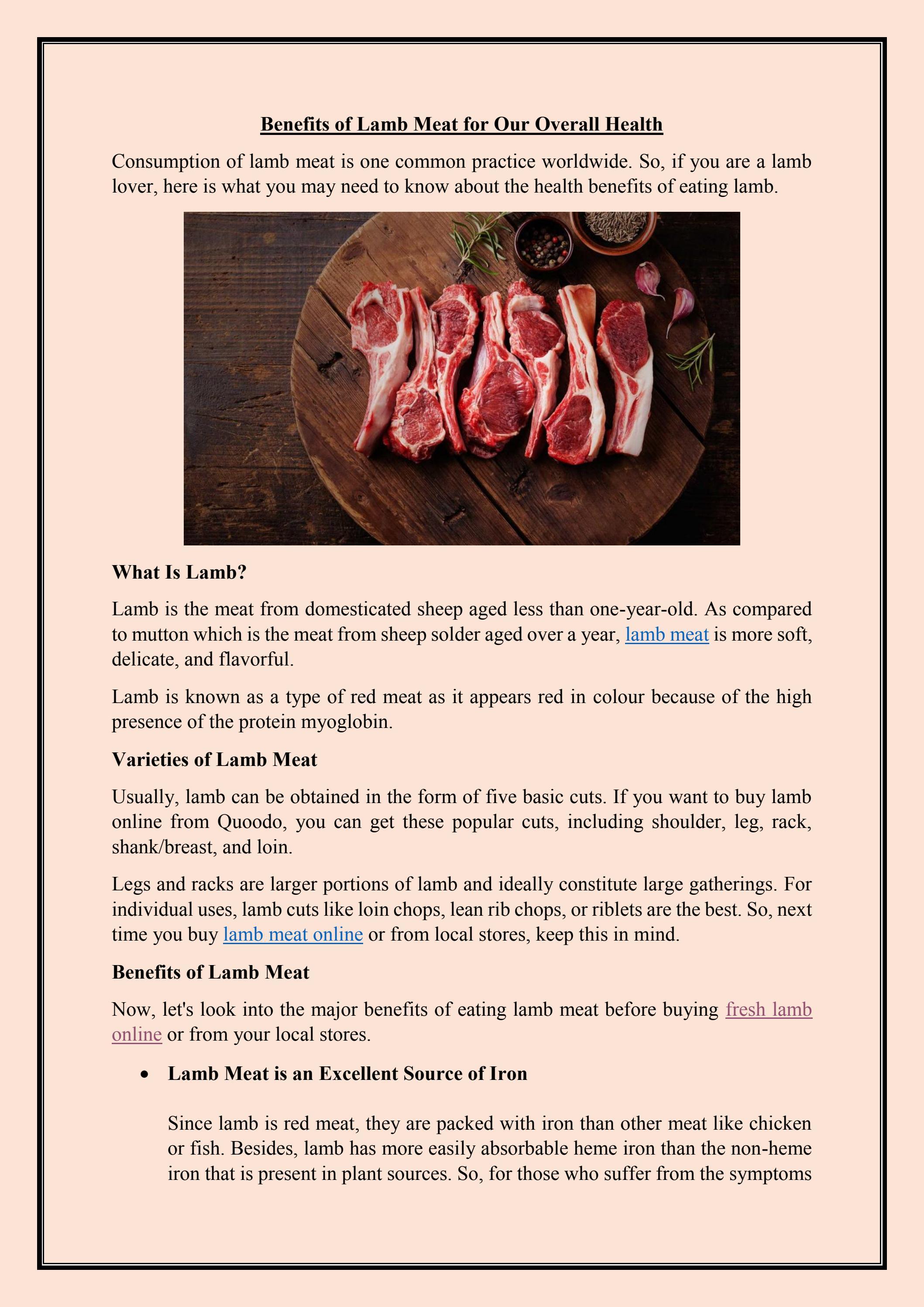Benefits of Lamb Meat for Our Overall Health by Issuu