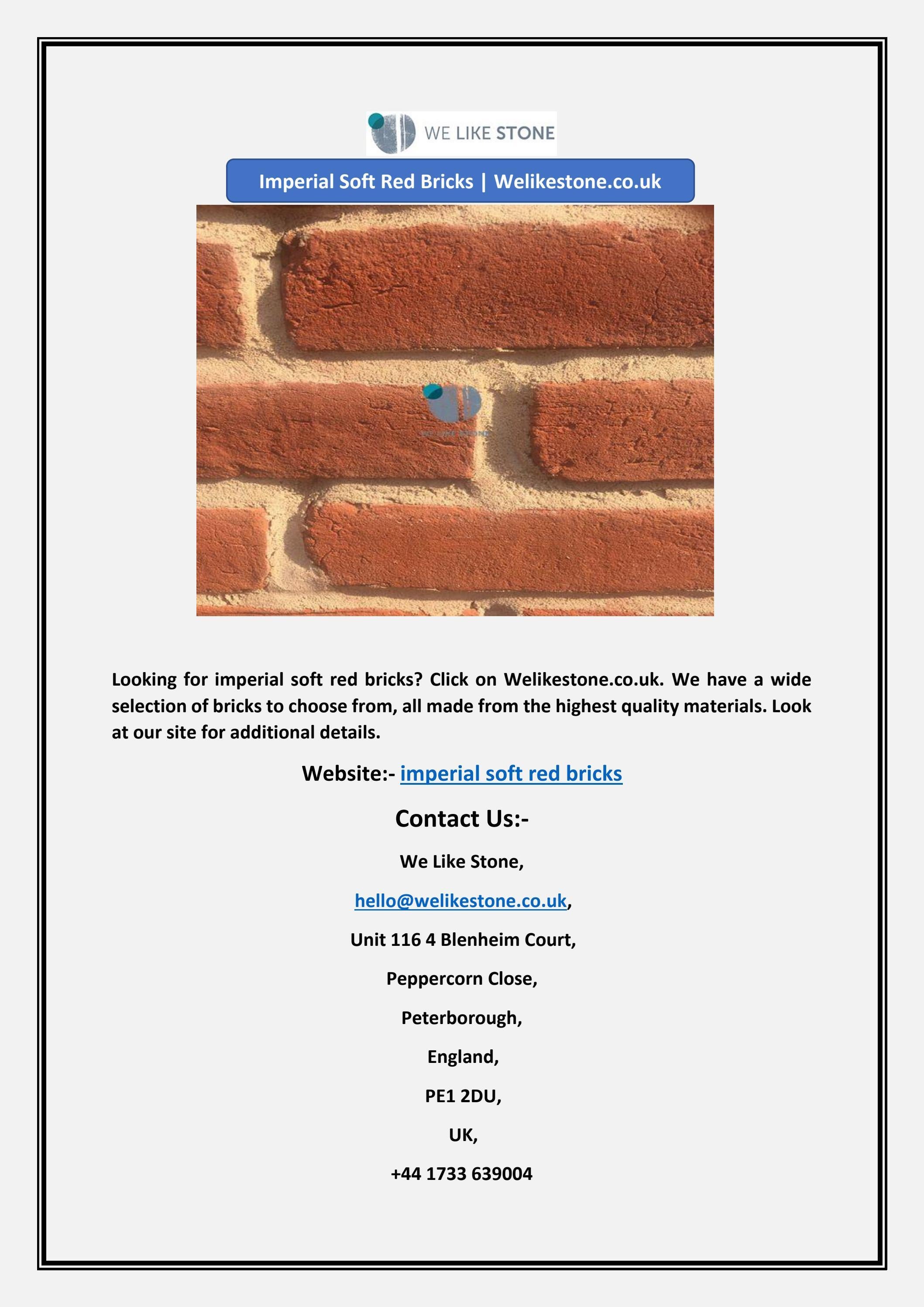 Imperial Soft Red Bricks Welikestone.co.uk by We Like Stone Issuu