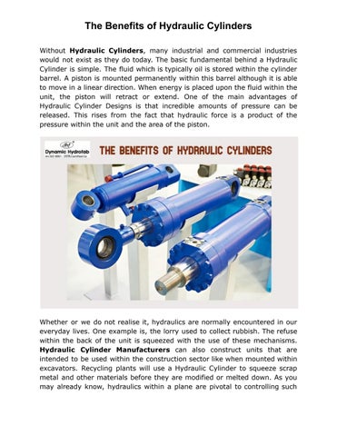 The Benefits of Hydraulic Cylinders by Dynamic Hydrofab Issuu