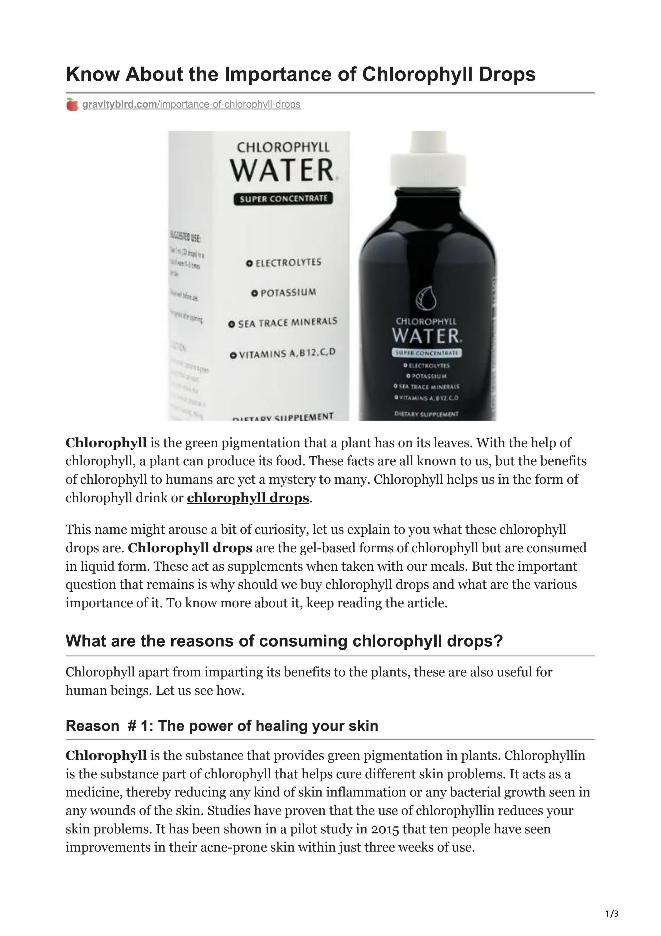 Know About The Importance Of Chlorophyll Drops by Chlorophyll Water Issuu