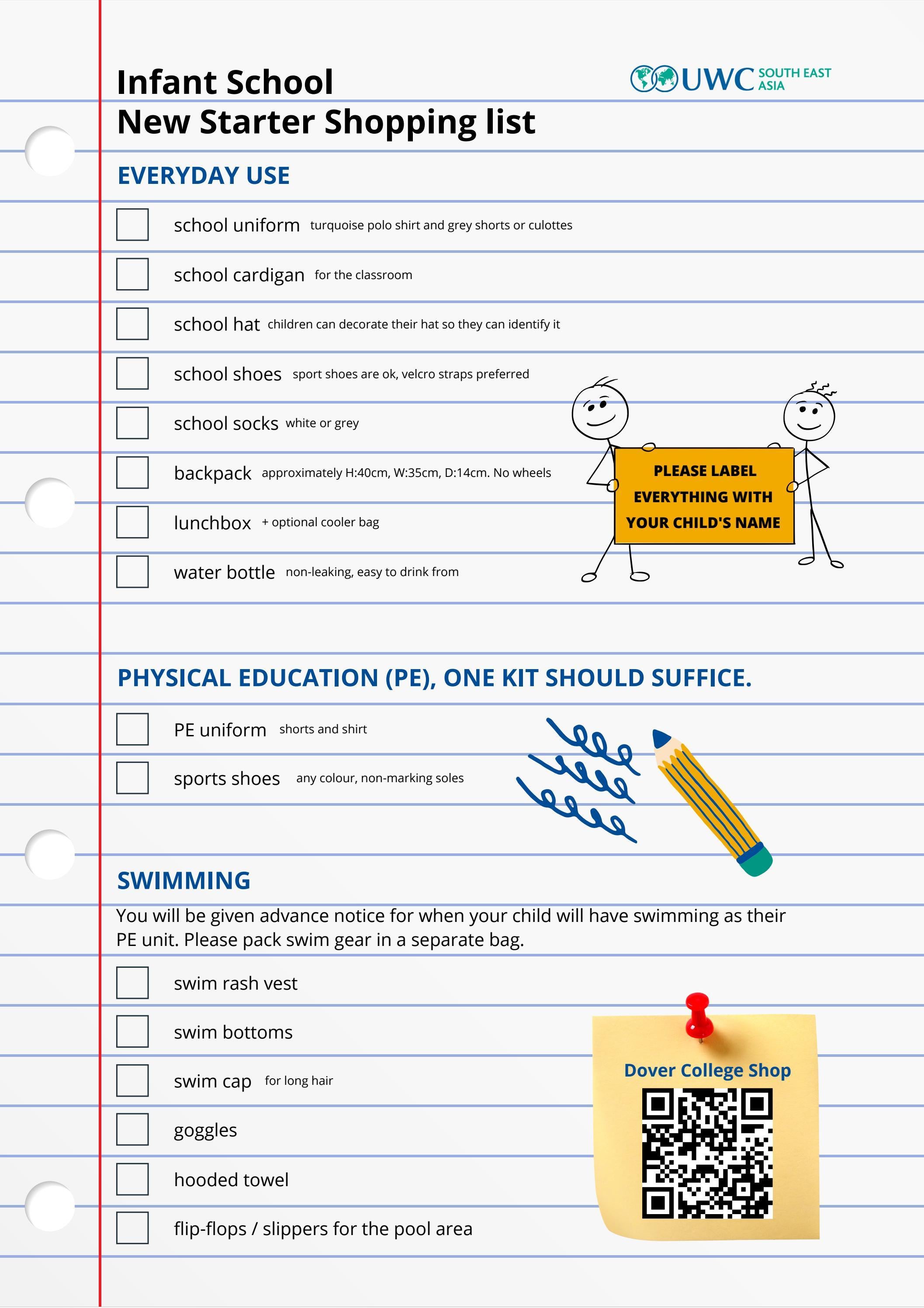 Infant School New Starter Shopping ListDover Campus by uwcsea Issuu