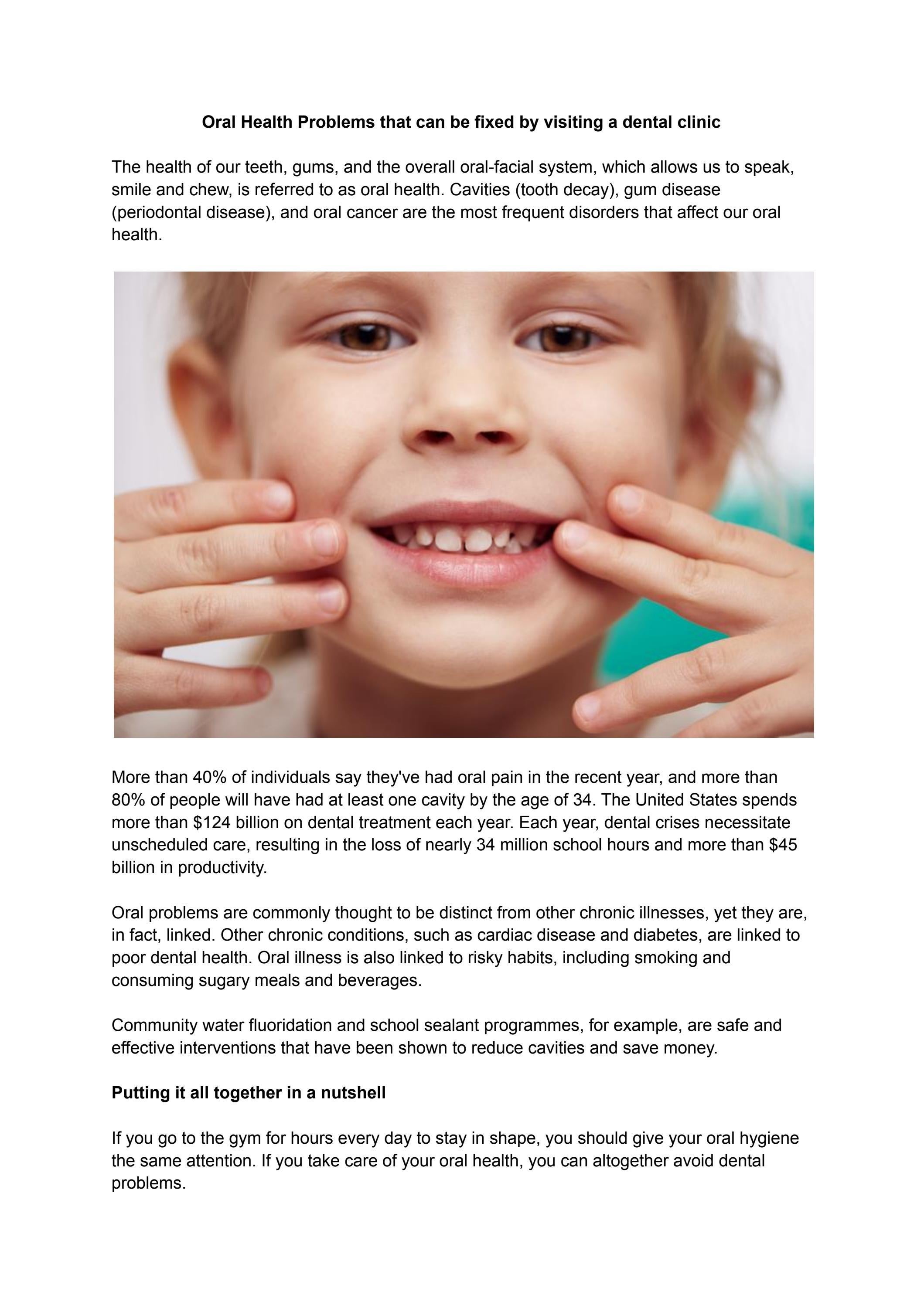 Oral Health Problems that can be fixed by visiting a dental clinic by