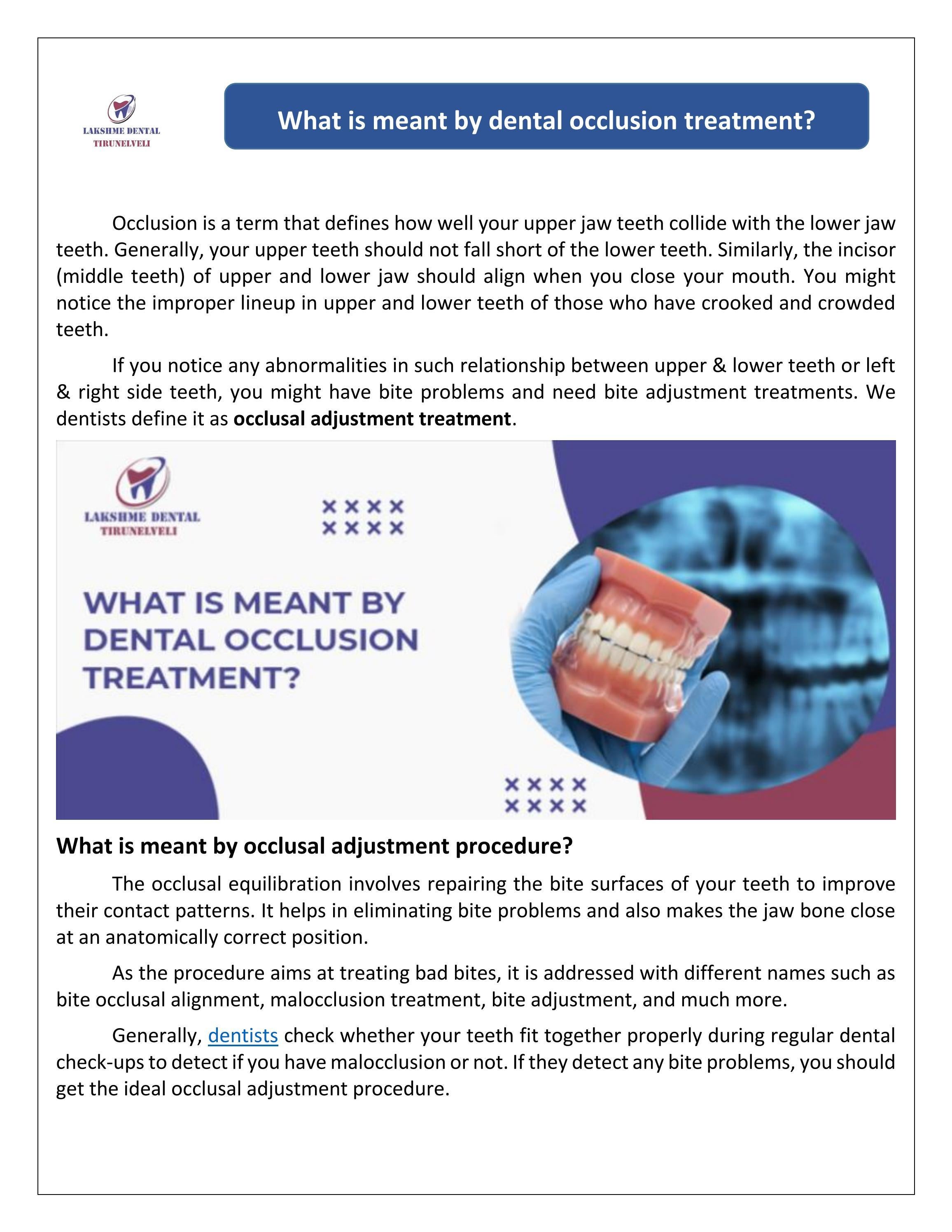 What is meant by dental occlusion treatment? by vertikapargat Issuu