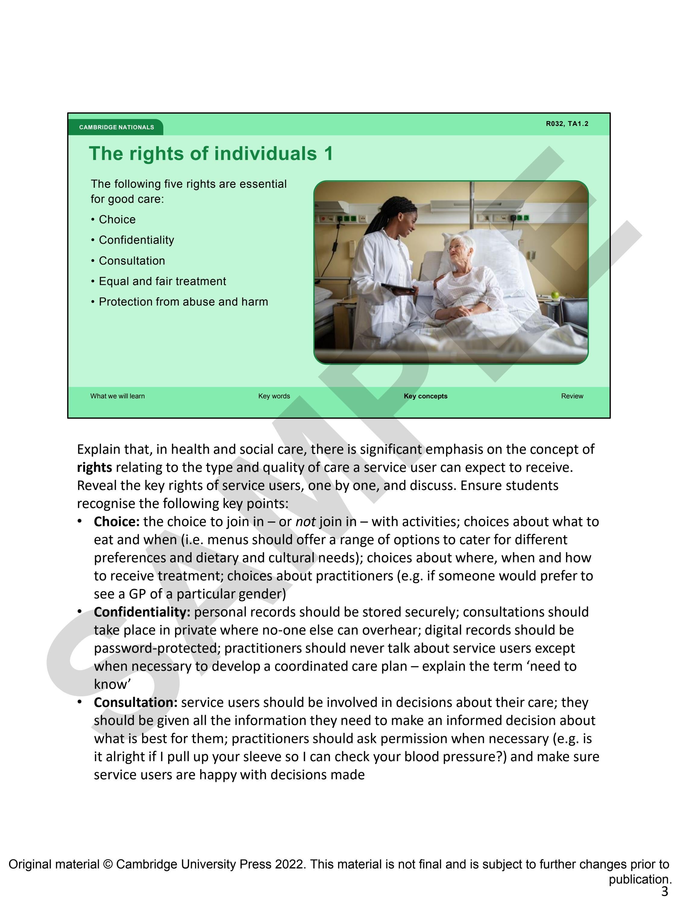 Cambridge Nationals Health and Social Care Teachers Resource by ...