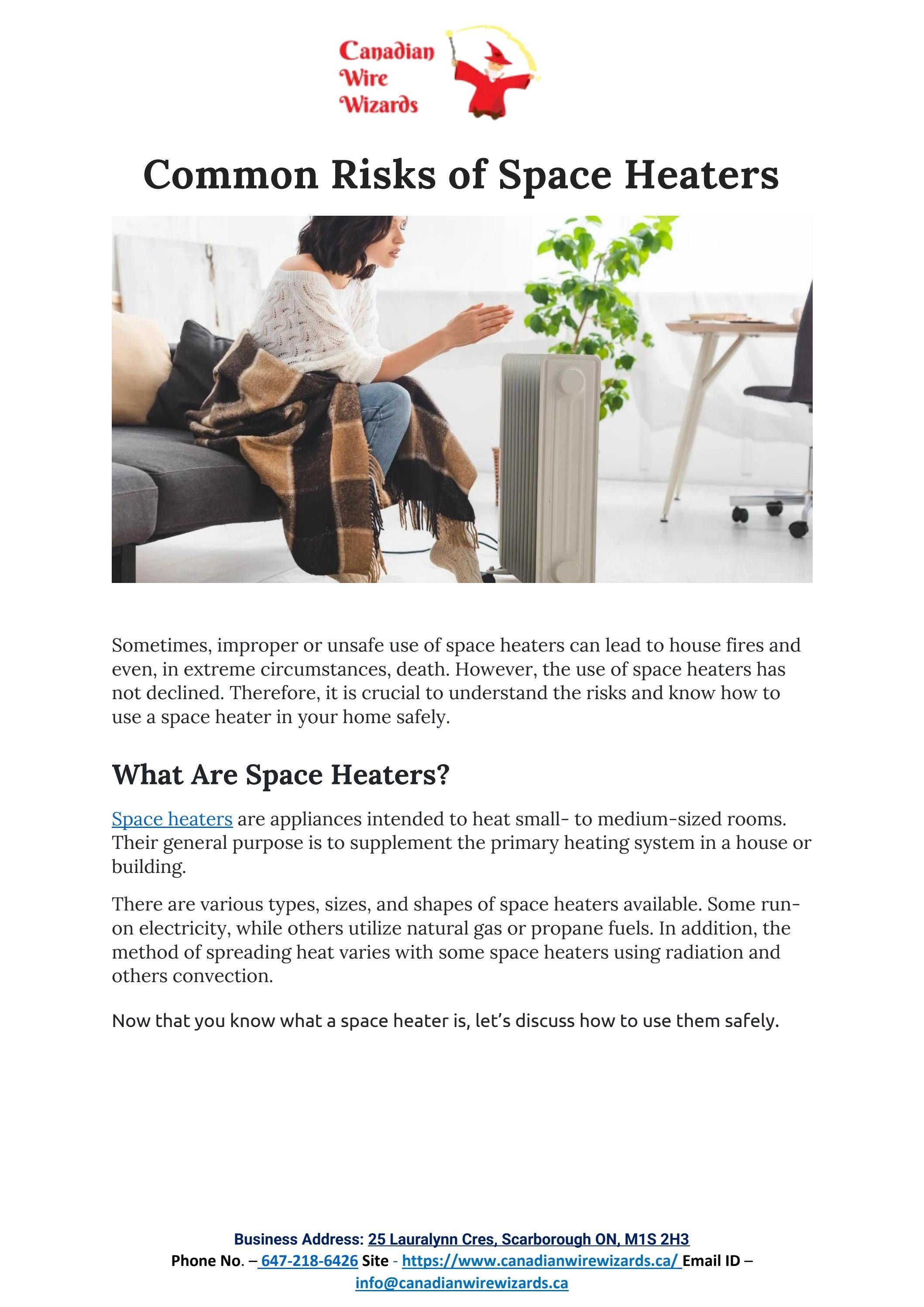 Common Risks of Space Heaters by Canadian Wire Wizards Issuu