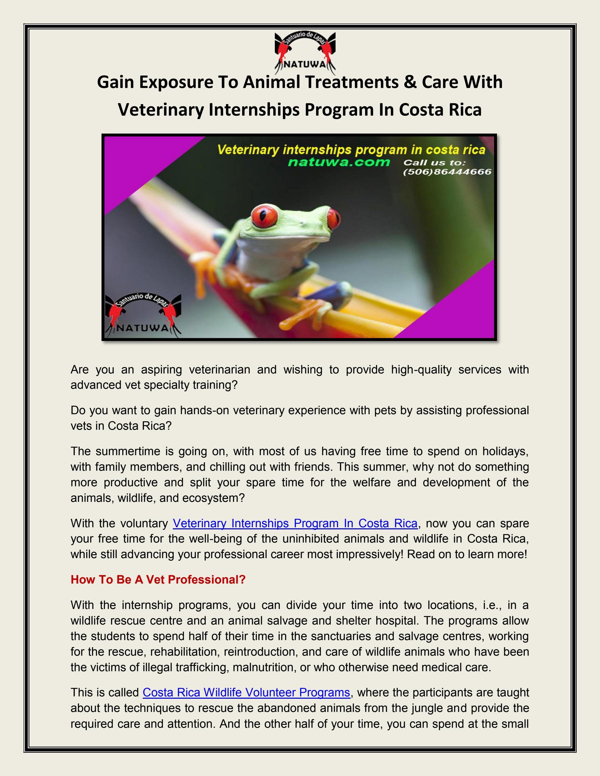 Veterinary internships program in costa rica by natuwa Issuu