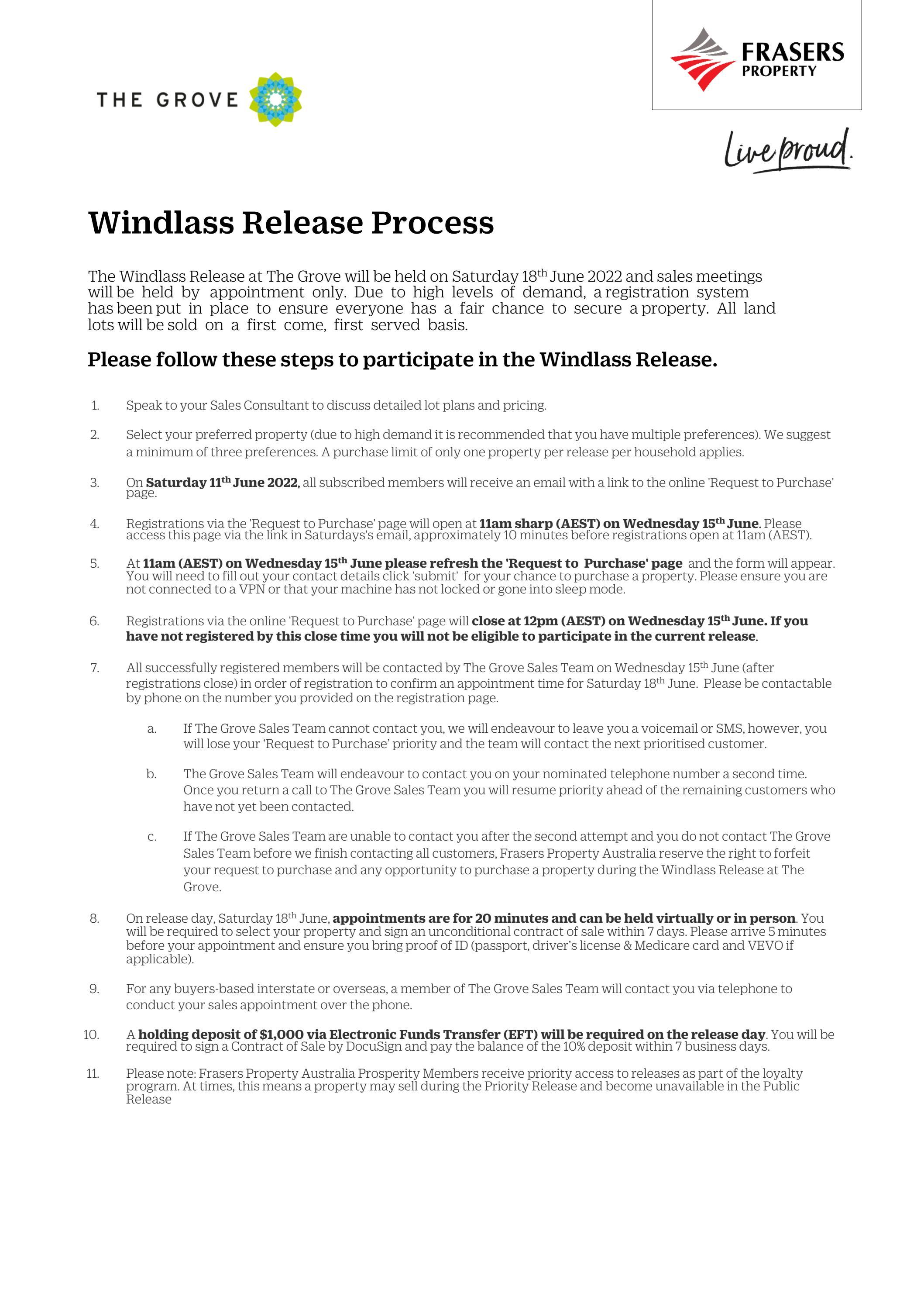 The Grove Windlass Release Process Public by Frasers Property