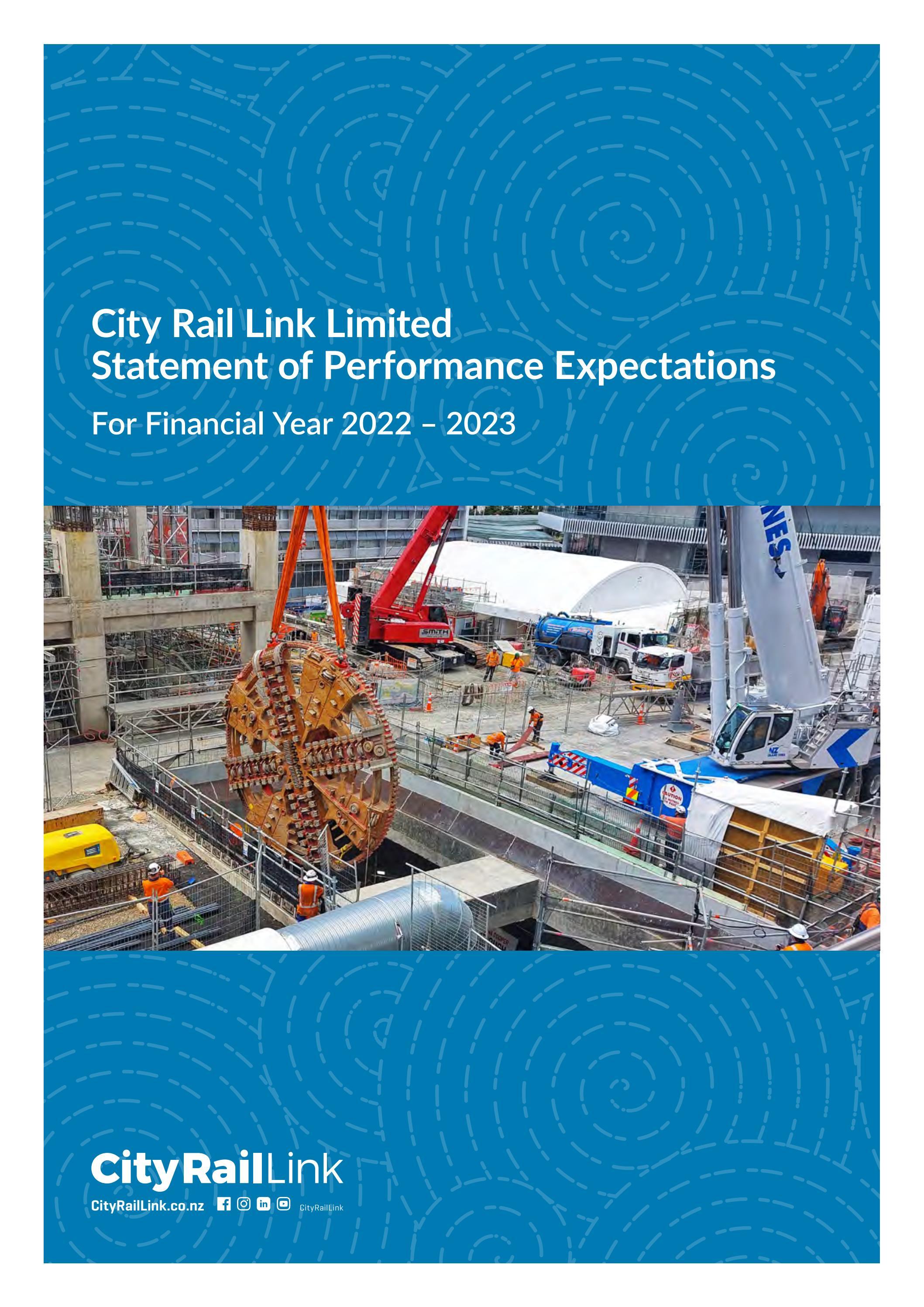 Statement of Performance Expectations 2022-2023 by City Rail Link Ltd