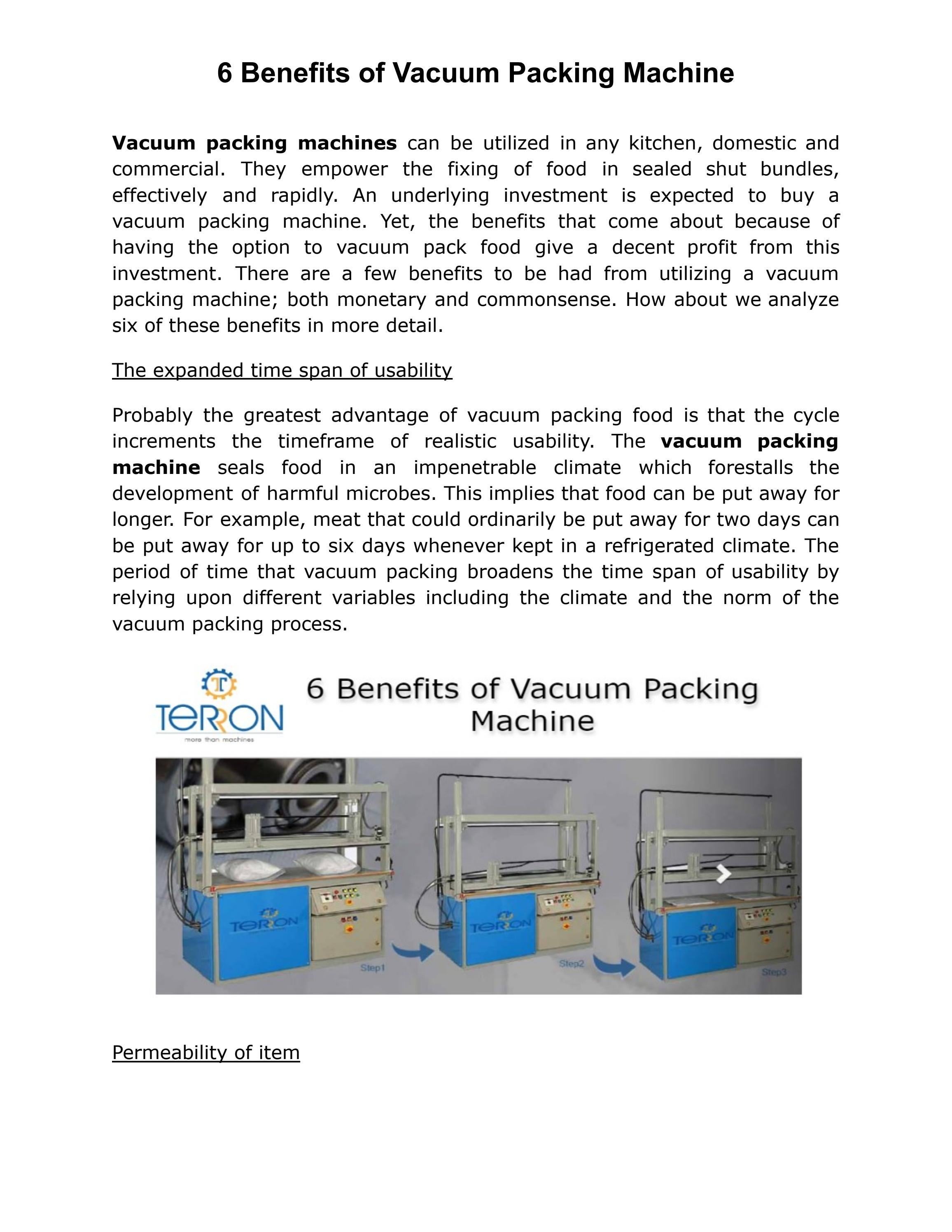 6 Benefits of Vacuum Packing Machine by Terron_india Issuu