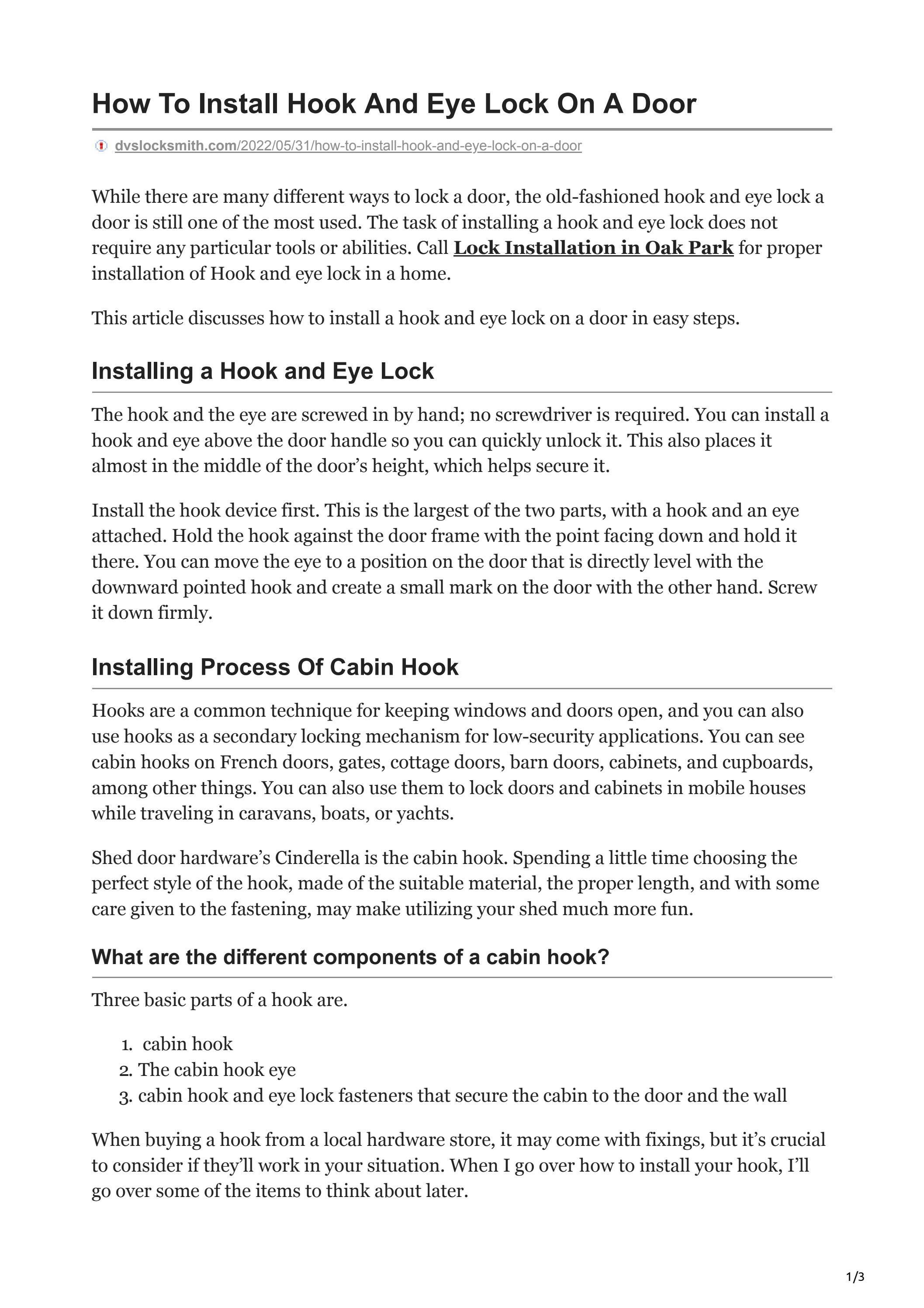 How To Install Hook And Eye Lock On A by DVS