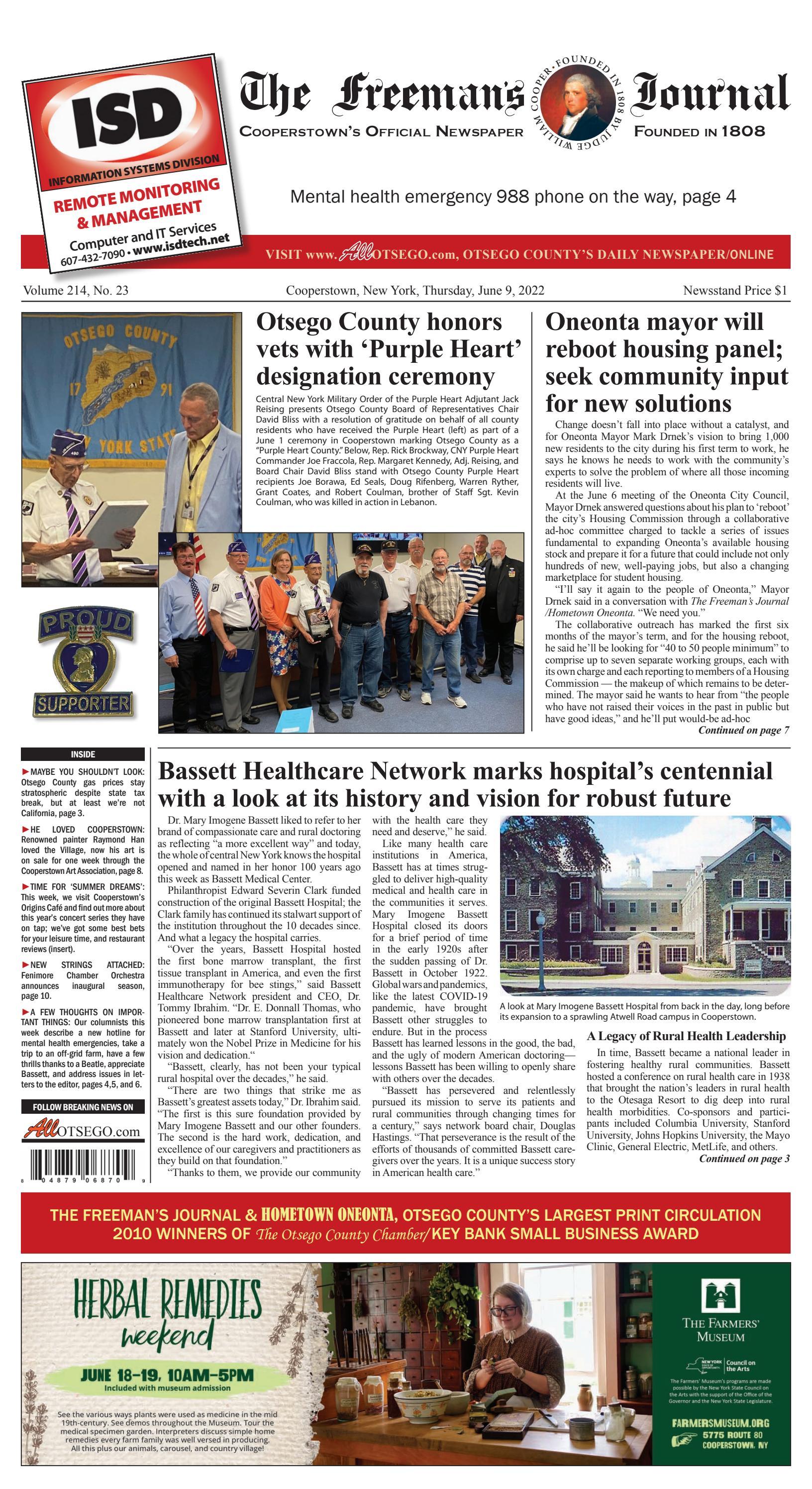 The Freeman's Journal 06-09-22 by All Otsego - News of Oneonta, Cooperstown  & Otsego County, NY - Issuu