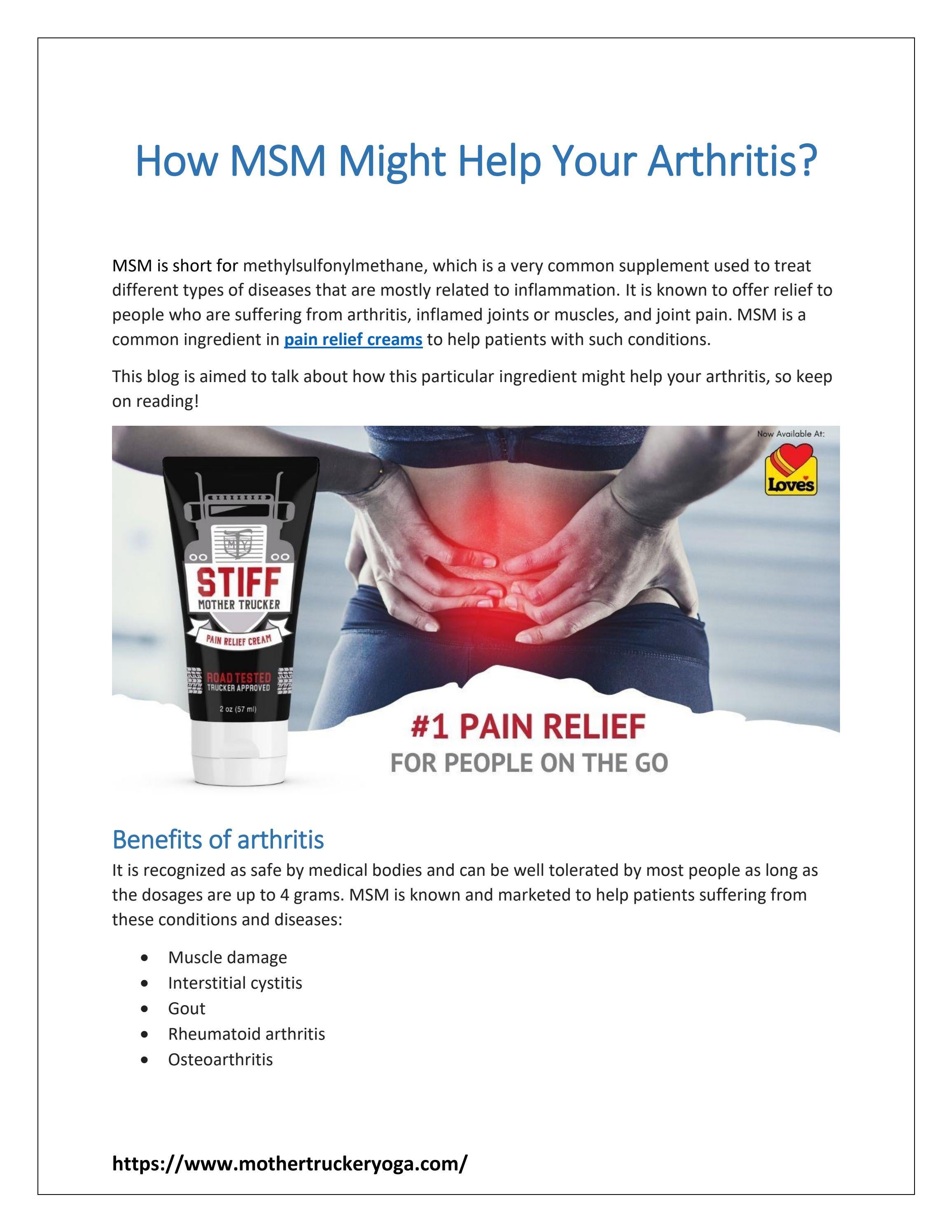 How MSM Might Help Your Arthritis? by Mother Trucker Yoga Issuu