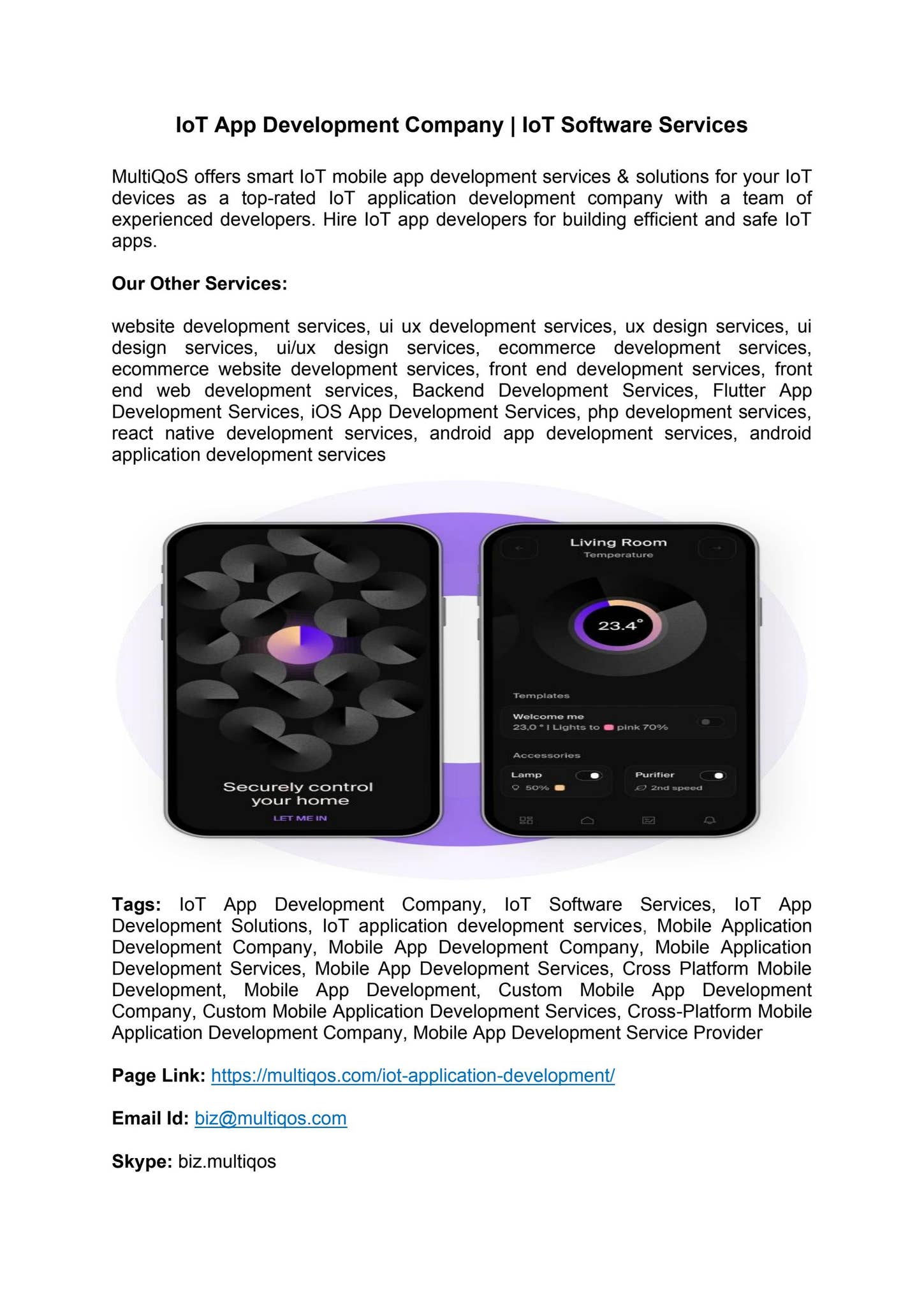 IoT App Development Company | IoT Software Services by MultiQoS Tech ...