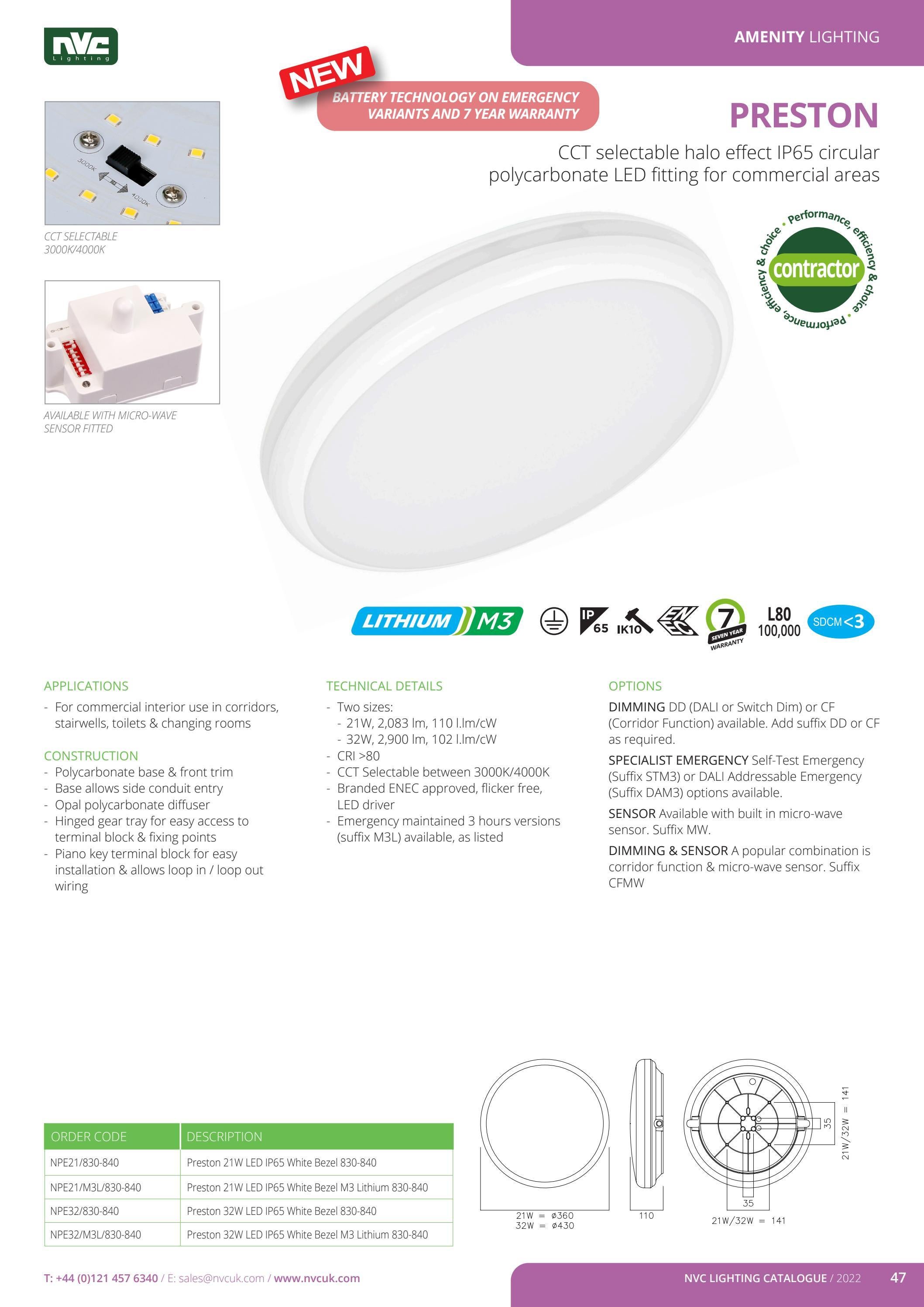 PRESTON Catalogue Page by NVC Lighting UK Issuu