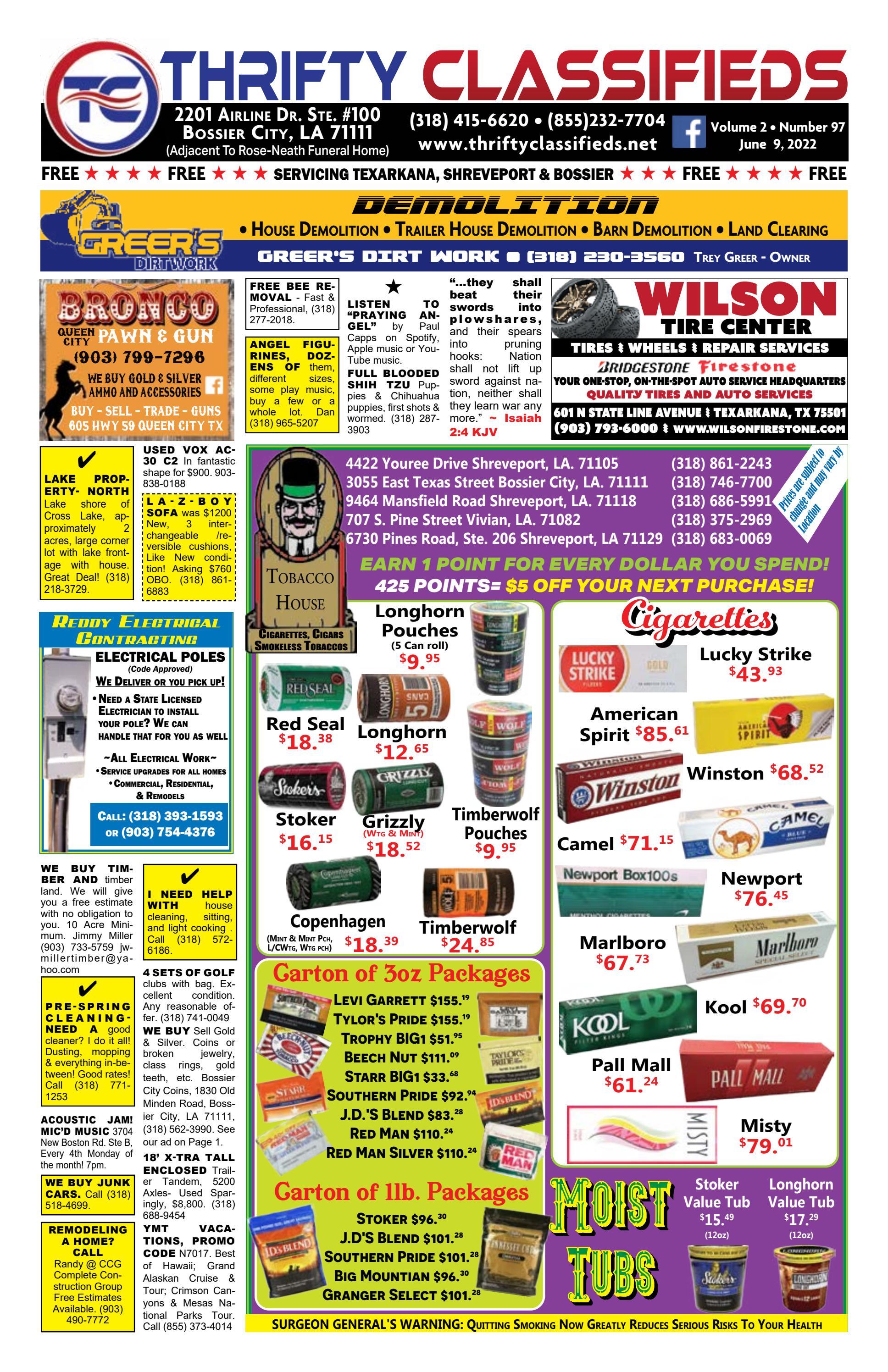Thrifty Classifieds Shreveport, Bossier, Texarkana & Every Place In