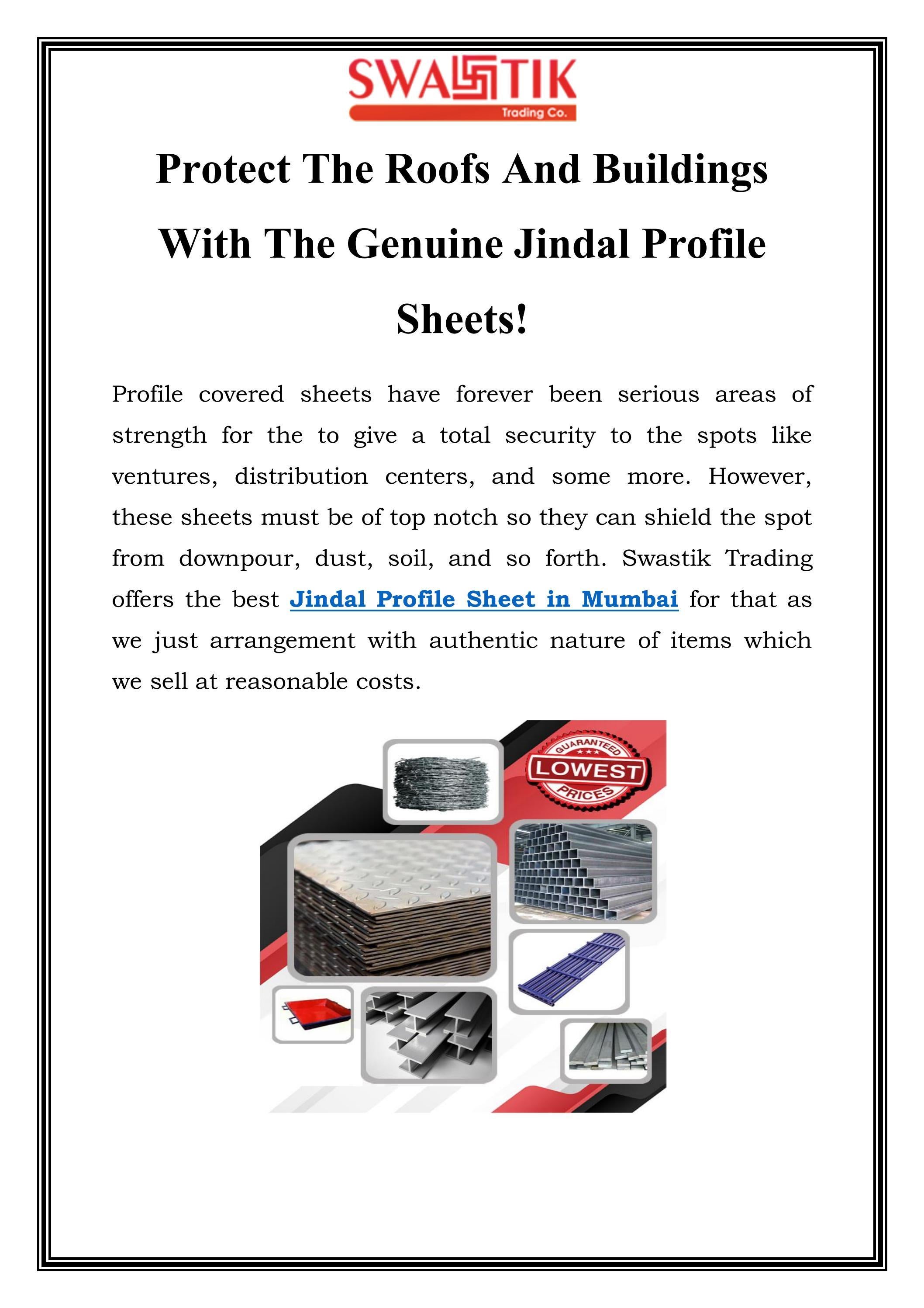 Jindal Profile Sheet in Mumbai Call9821999937 by Swastik Trading Issuu