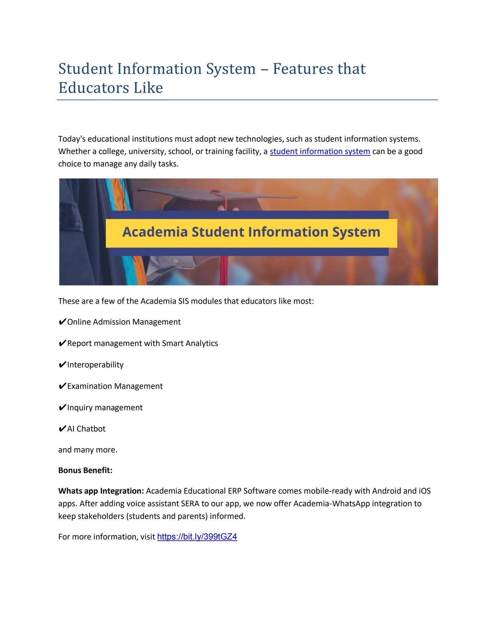 Student Information System Features Student Information System – Features that Educators Like by ...