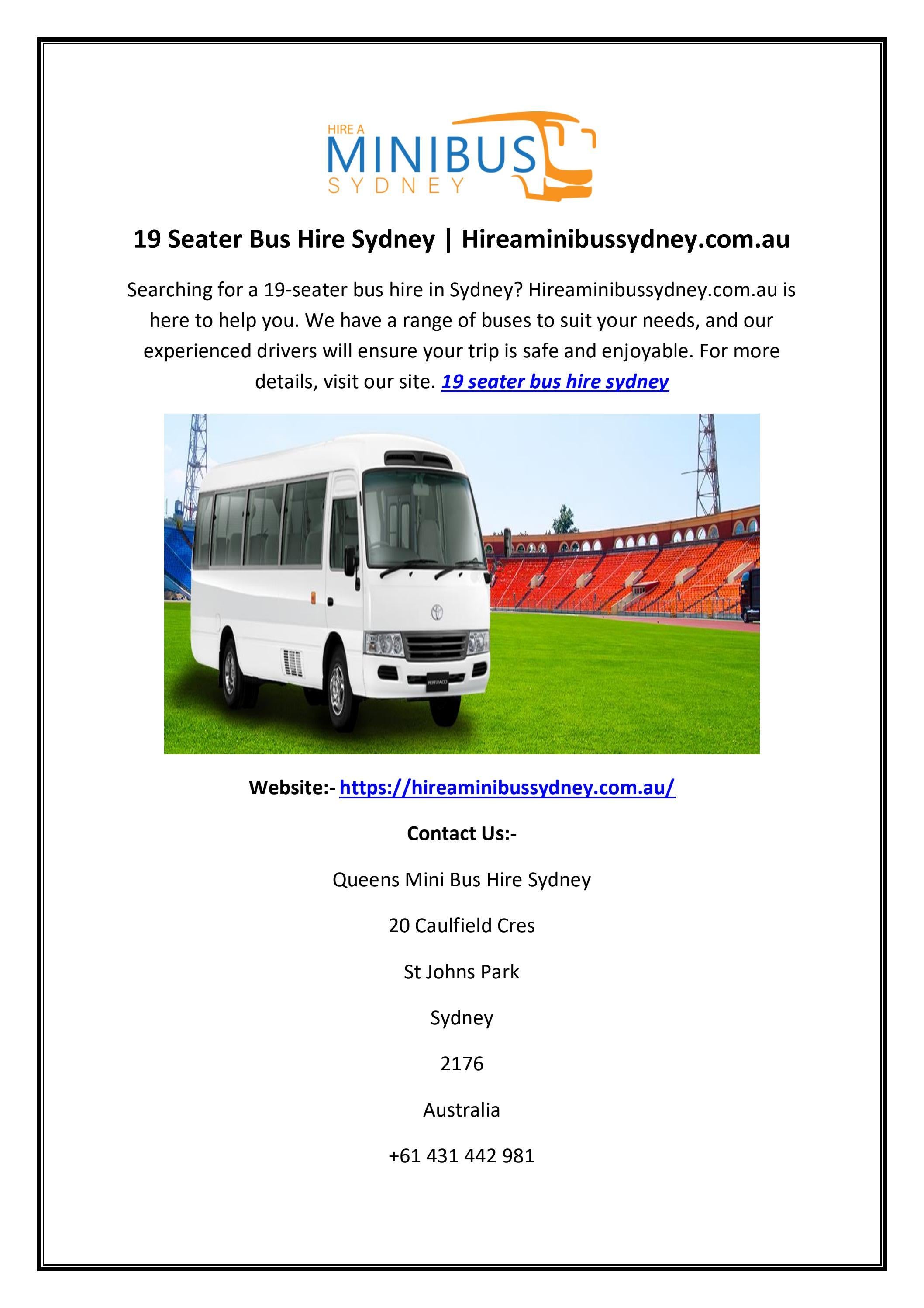 19 Seater Bus Hire Sydney by