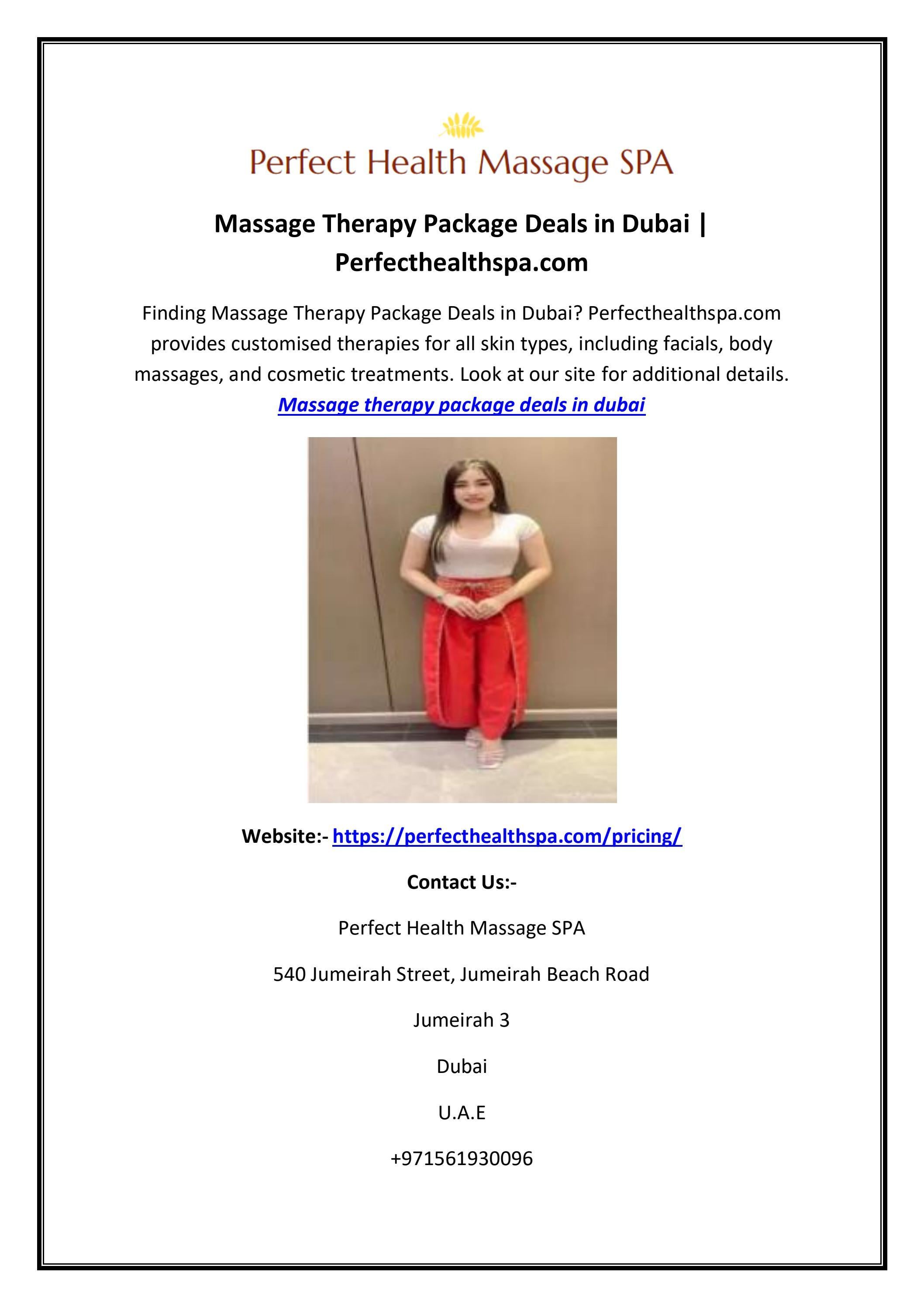 Massage Therapy Package Deals in Dubai by