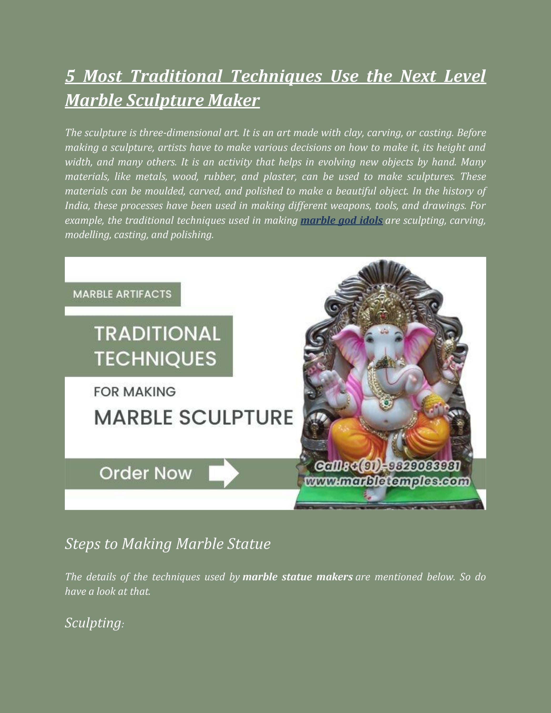5 Most Traditional Techniques Use the Next Level Marble Sculpture Maker