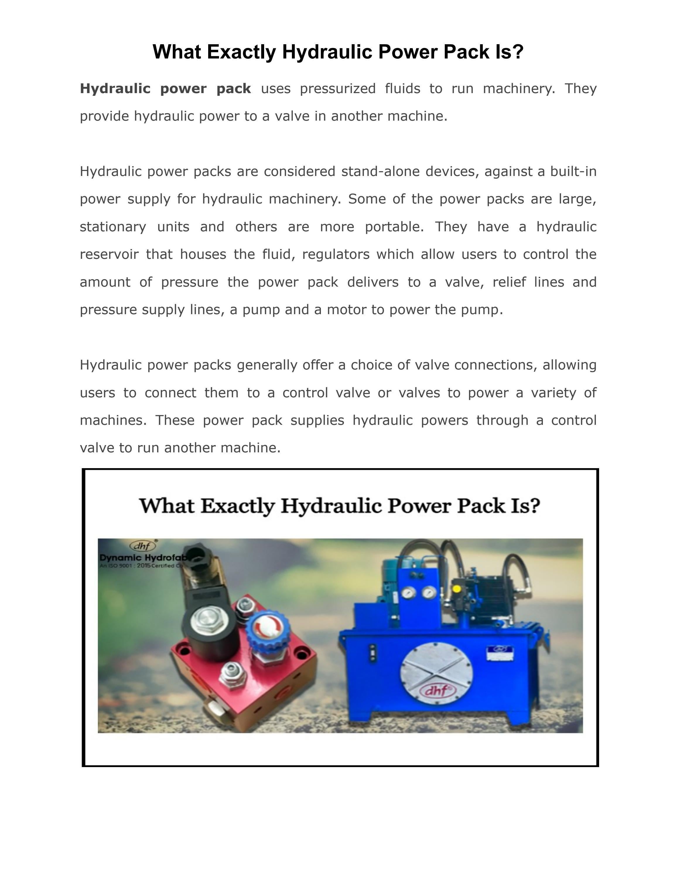 What Exactly Hydraulic Power Pack Is? by Dynamic Hydrofab Issuu