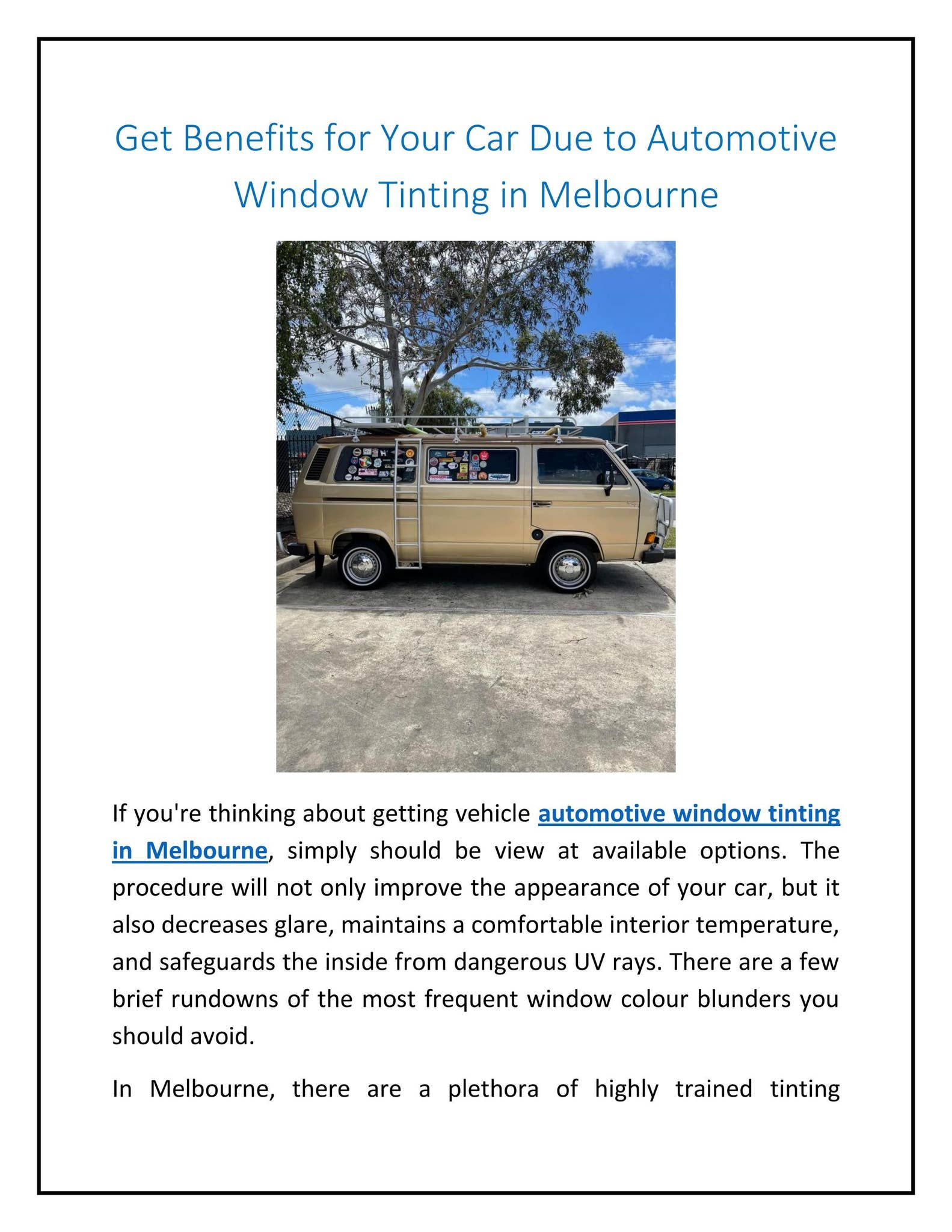 Get Benefits for Your Car Due to Automotive Window Tinting in Melbourne ...