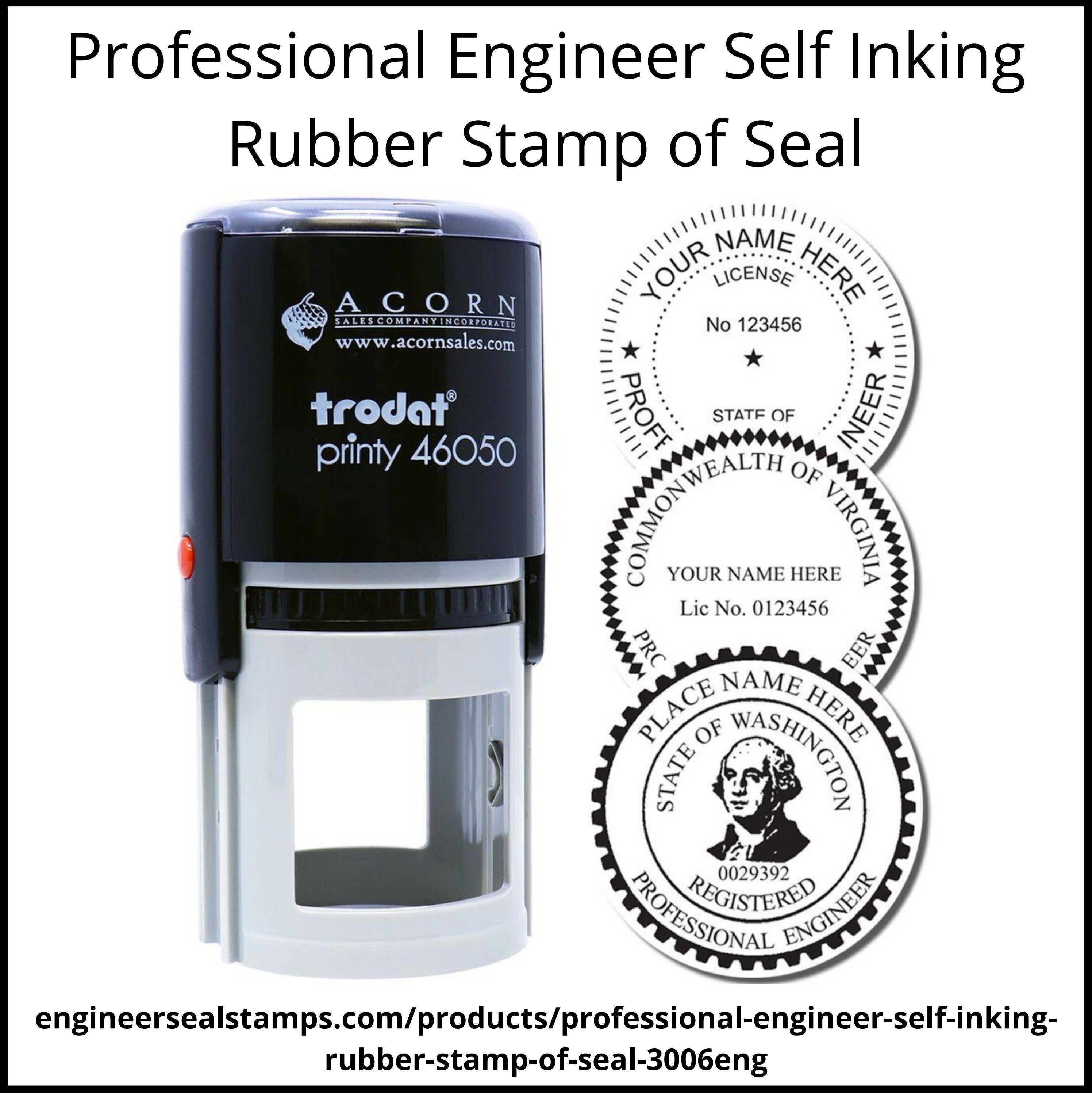 Professional Engineer Self Inking Rubber Stamp of Seal by Engineer Seal