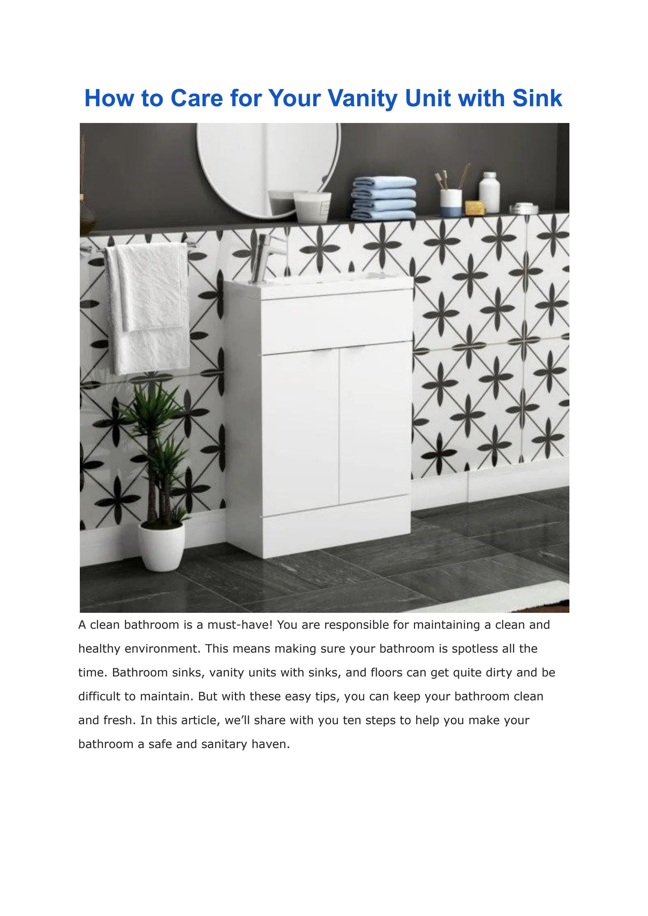 How to Care for Your Vanity Unit with Sink? by bathroo Issuu