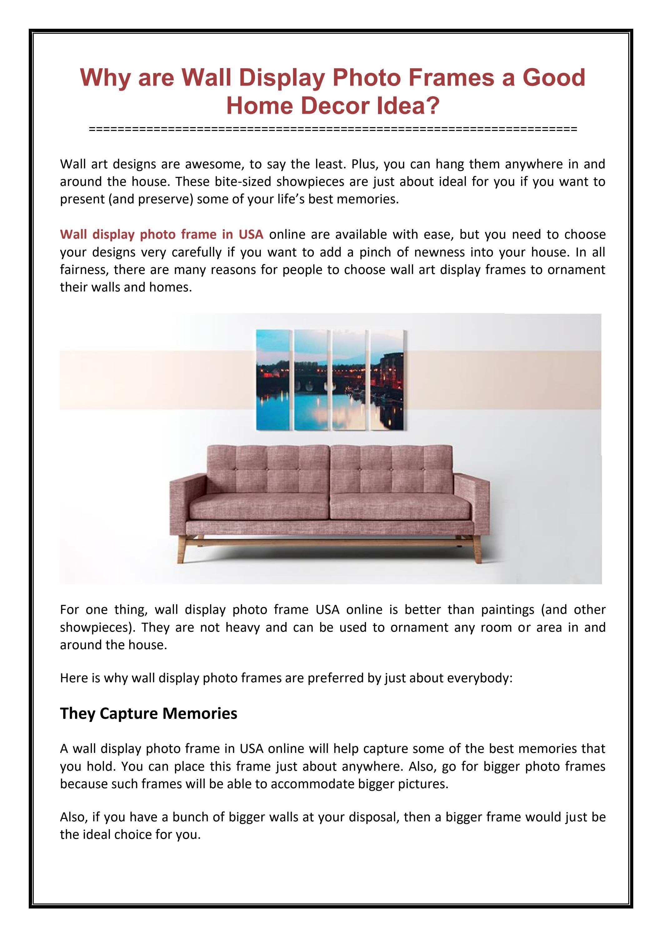 Why are Wall Display Photo Frames a Good Home Decor Idea? by