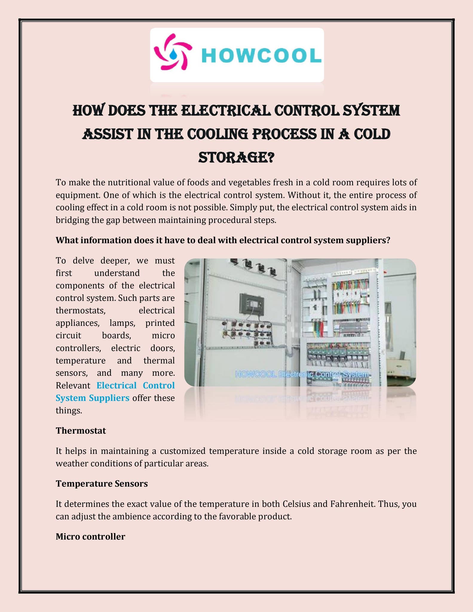 How Does the Electrical Control System Assist in the Cooling Process in ...