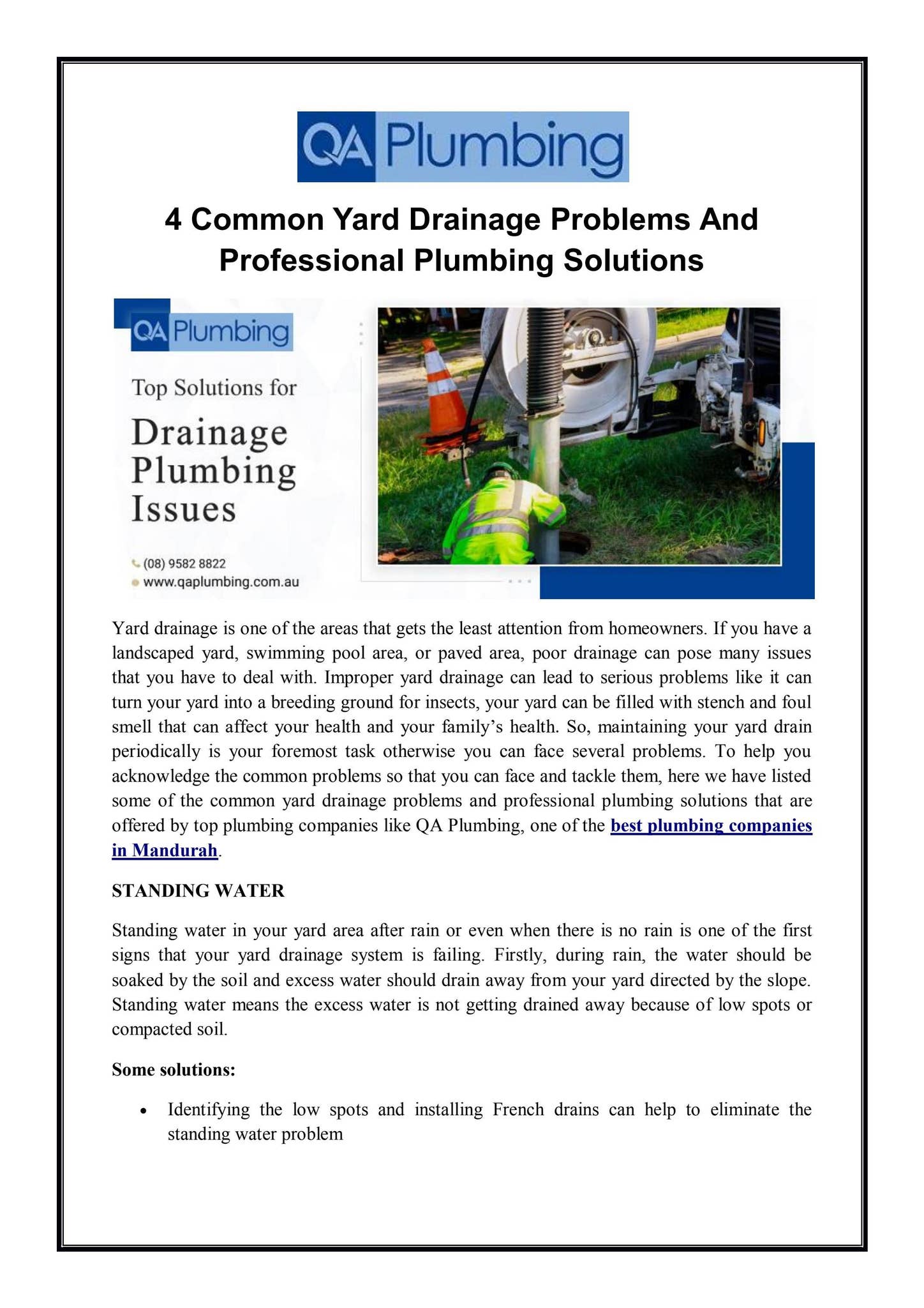 4 Common Yard Drainage Problems and Professional Plumbing Solutions by ...