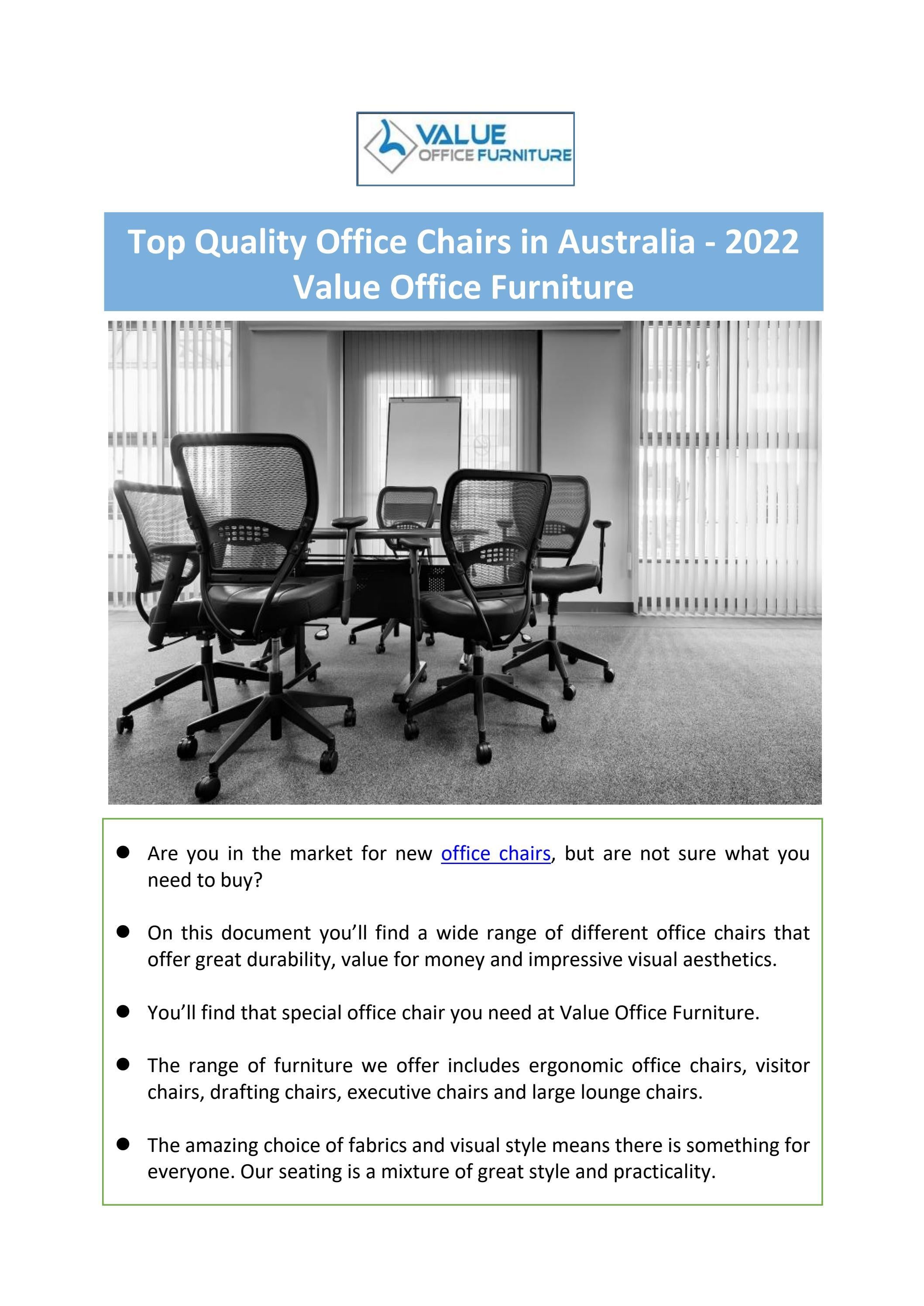 Top Quality Office Chairs in Australia 2022 Value Office Furniture