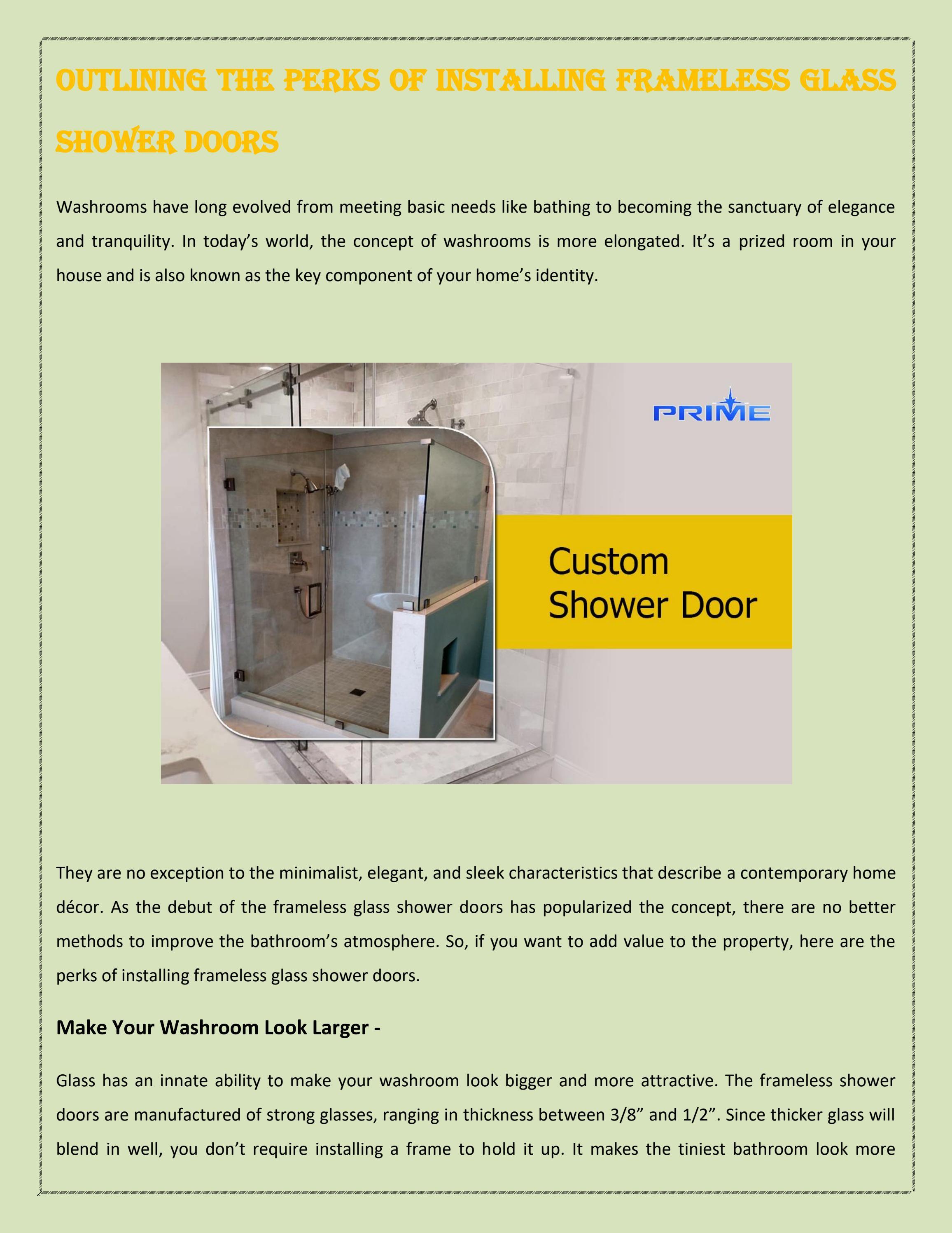 Outlining The Perks Of Installing Frameless Glass Shower Doors by The