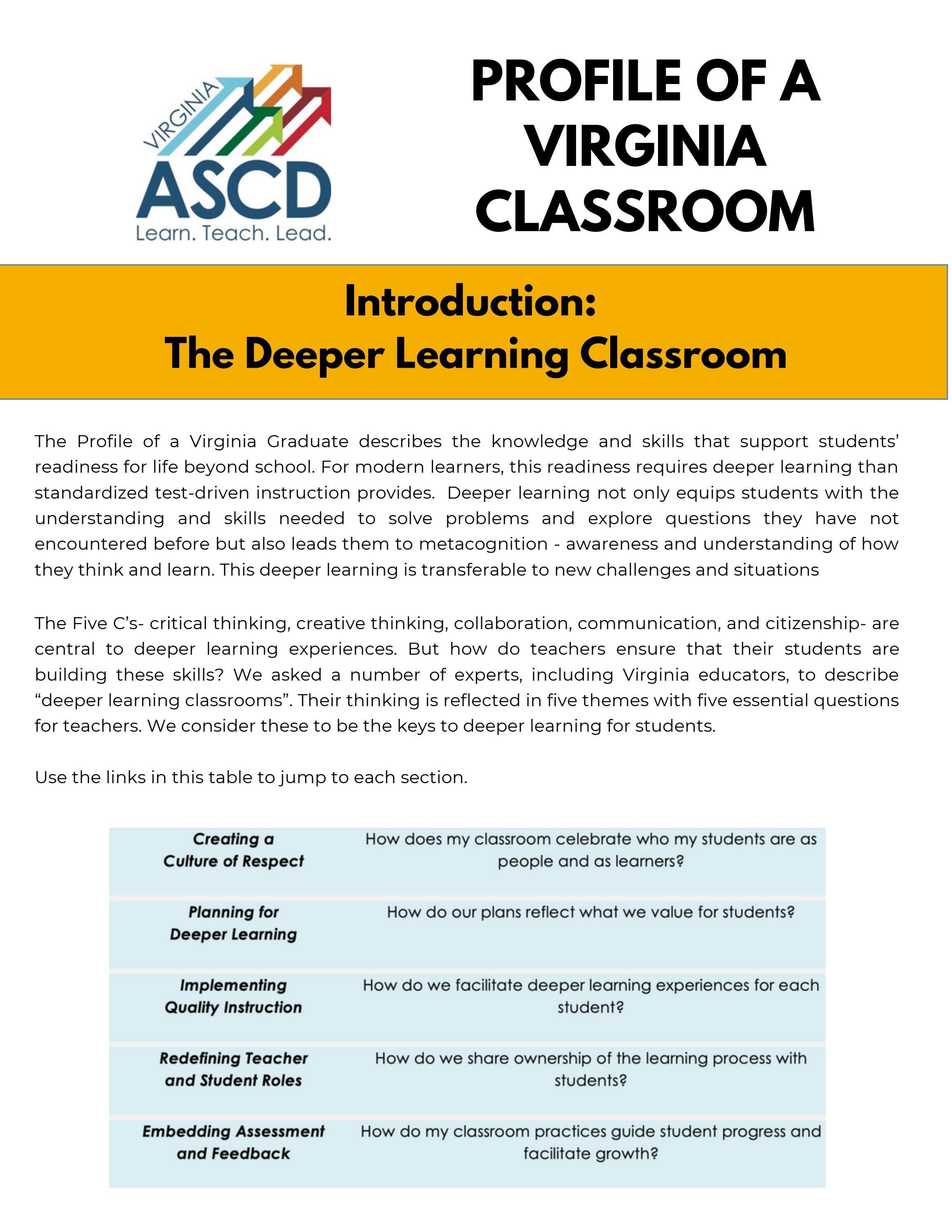 Profile of a Virginia Classroom, 2nd ed. by VASCD - Issuu