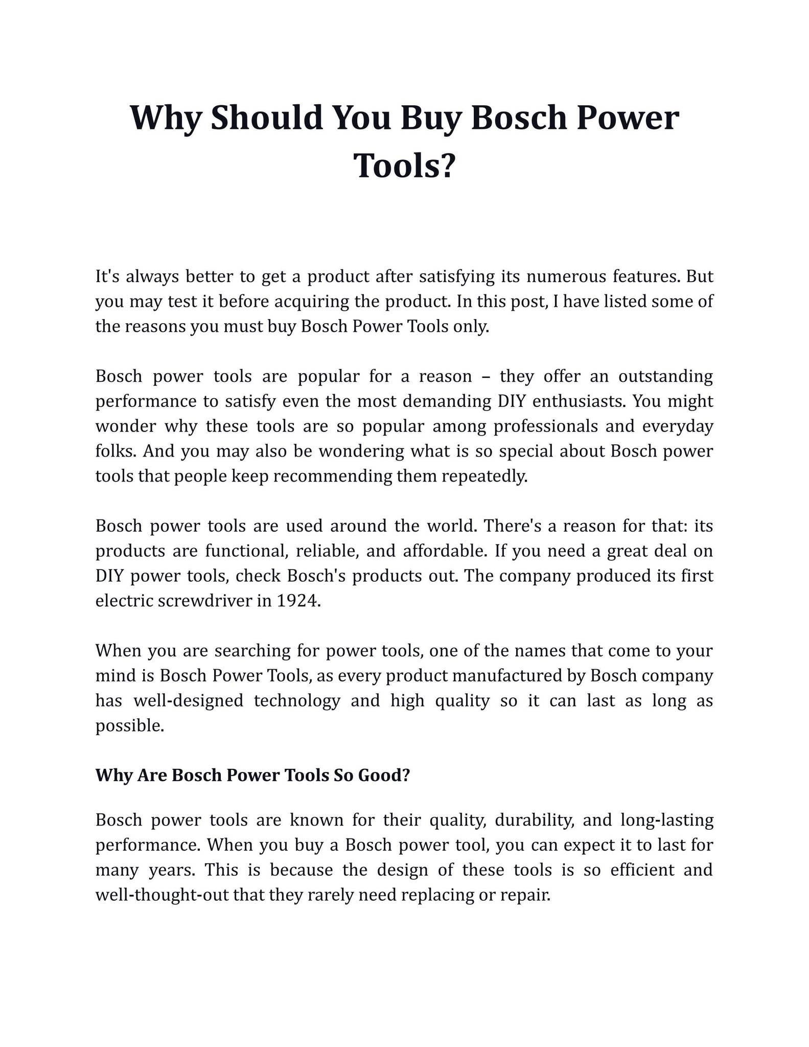 Why Should You Buy Bosch Power Tools? by Misar Trading - Issuu