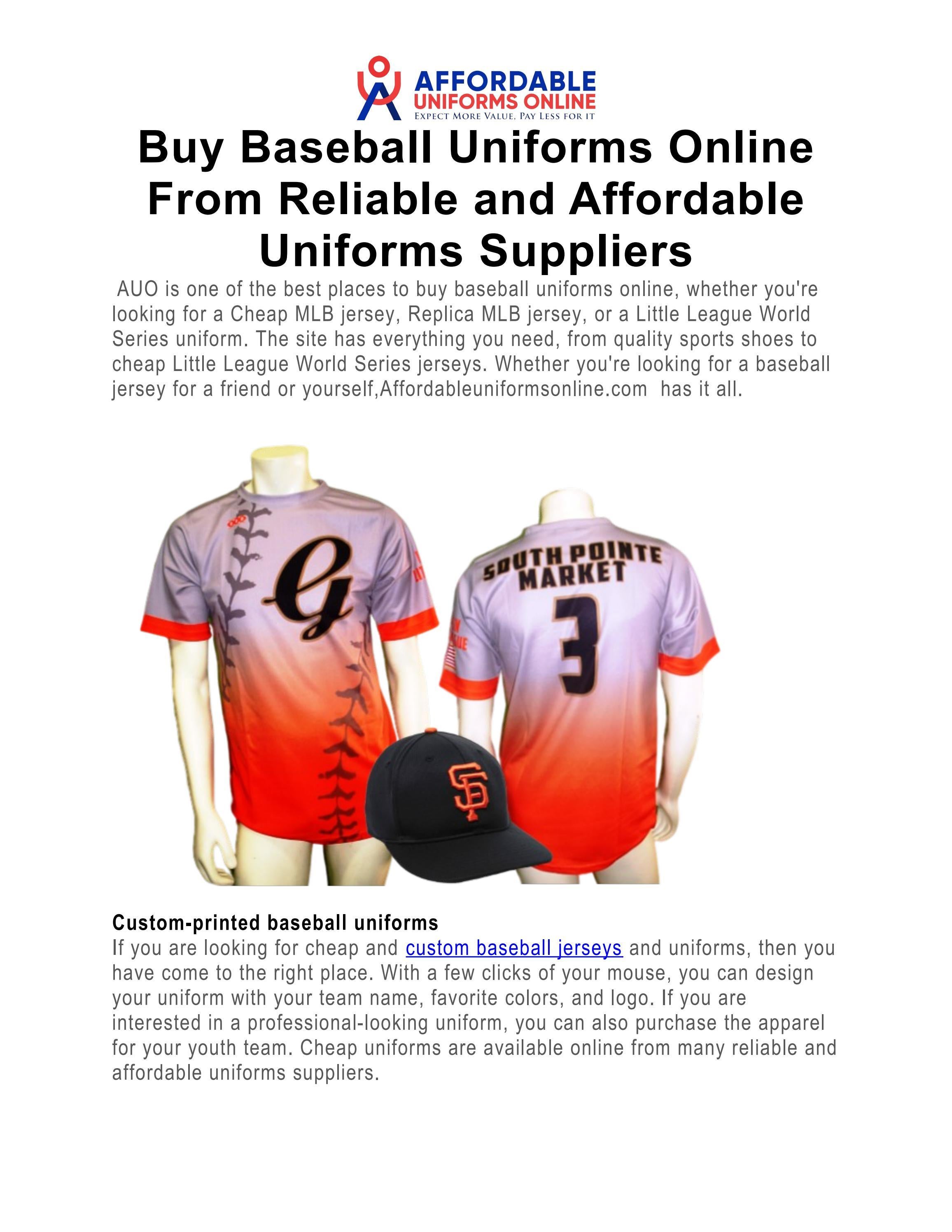 Buy Baseball Uniforms Online From Reliable and Affordable Uniforms