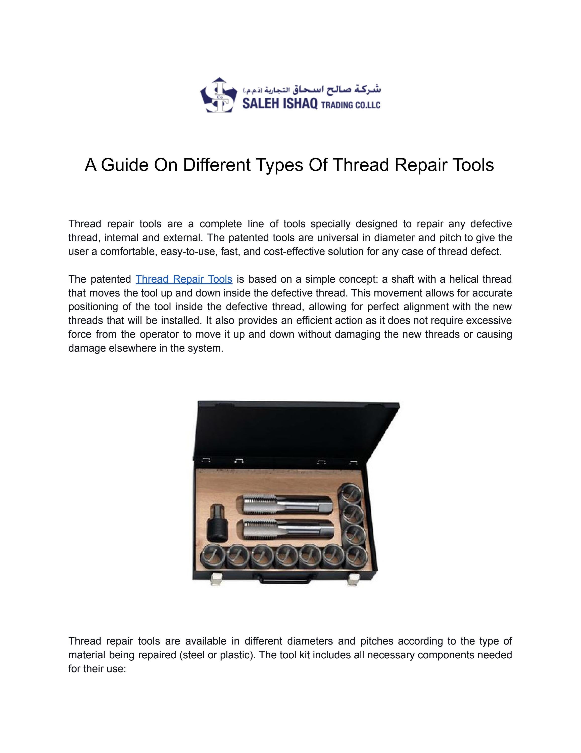 A Guide On Different Types Of Thread Repair Tools by sitco Issuu