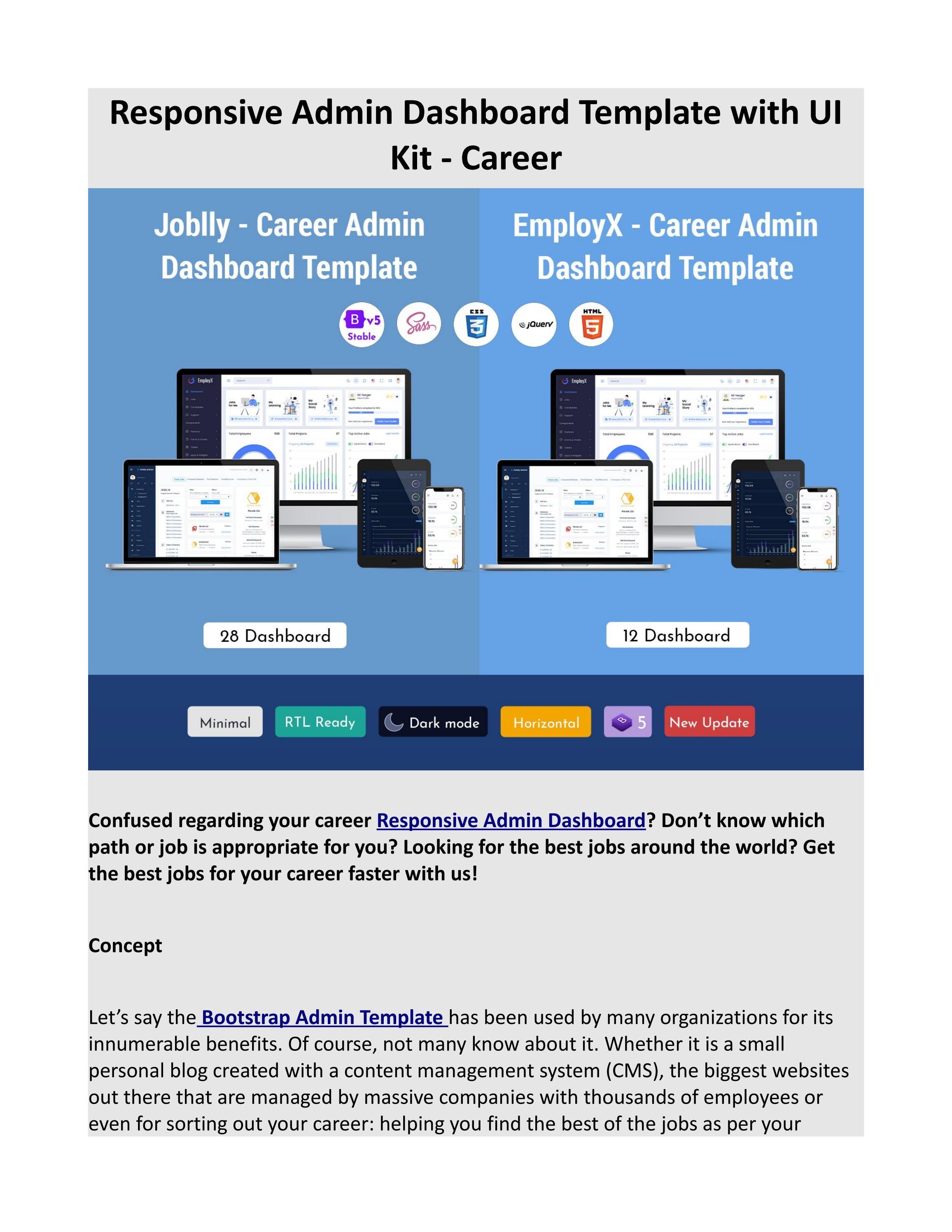 Responsive Admin Dashboard Template with UI Kit - Career by ...