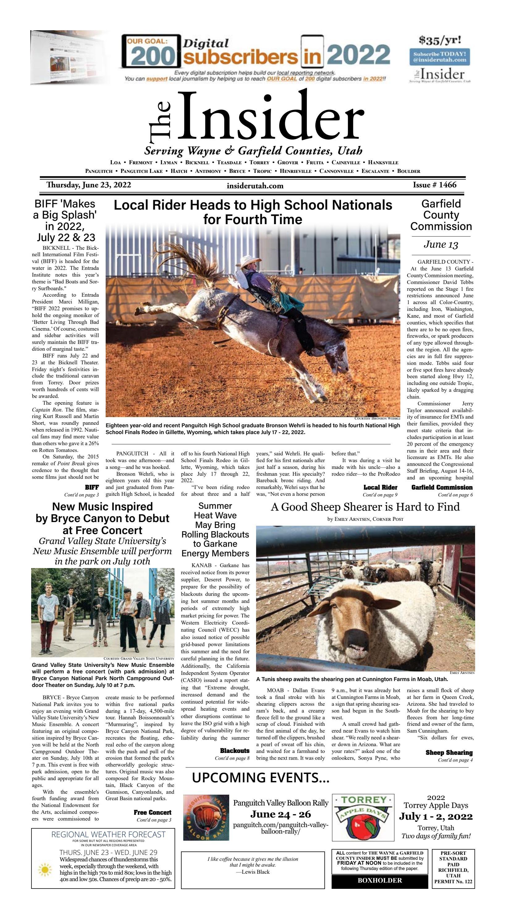 The Wayne & Garfield County Insider June 23, 2022 by Snapshot Multimedia,  LLC - Issuu