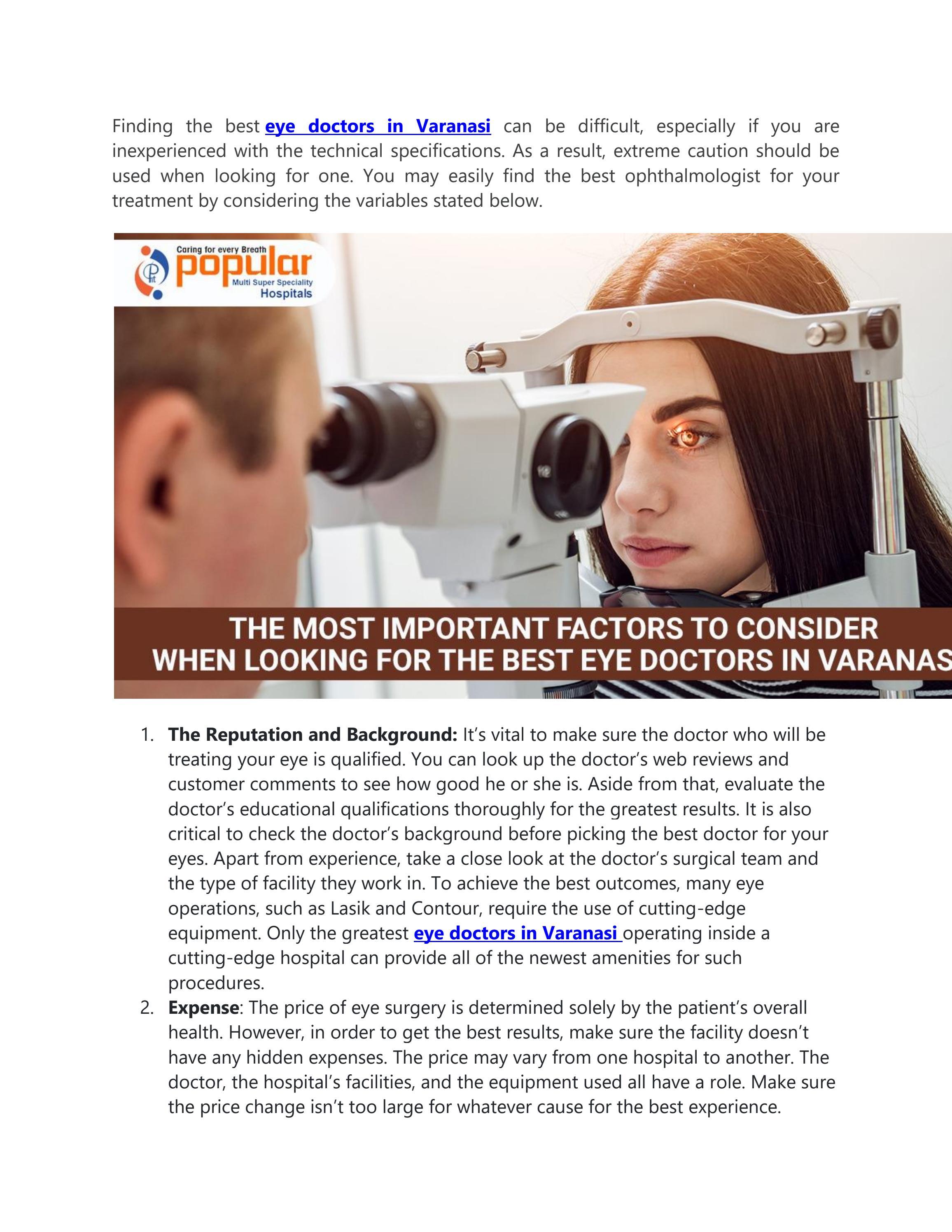 Eye Doctors in Varanasi by Popular Hospital Issuu