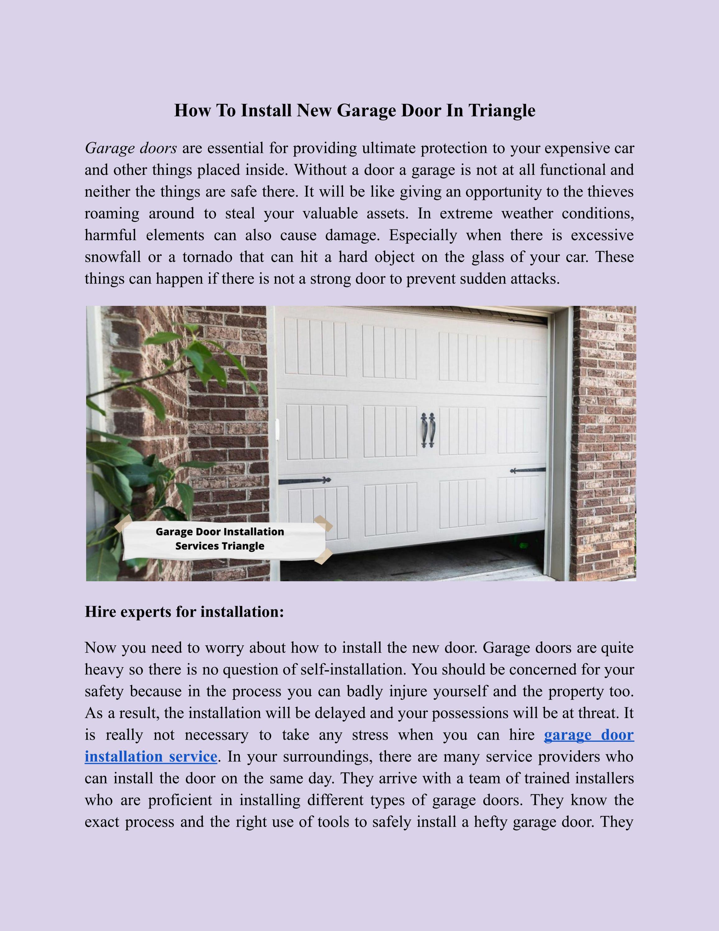 How To Install New Garage Door In Triangle by Adams Garage Doors LLC ...