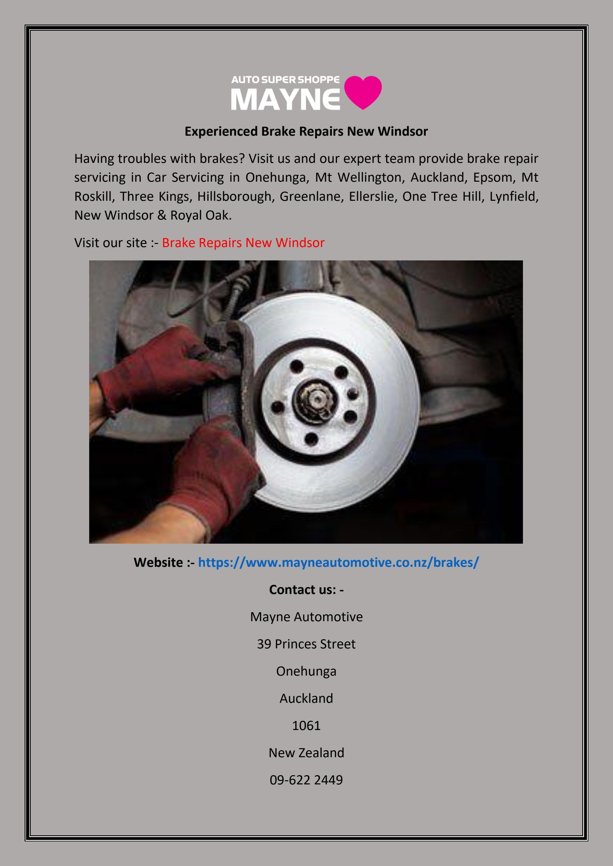 Experienced Brake Repairs New Windsor by Mayne Automotive Issuu