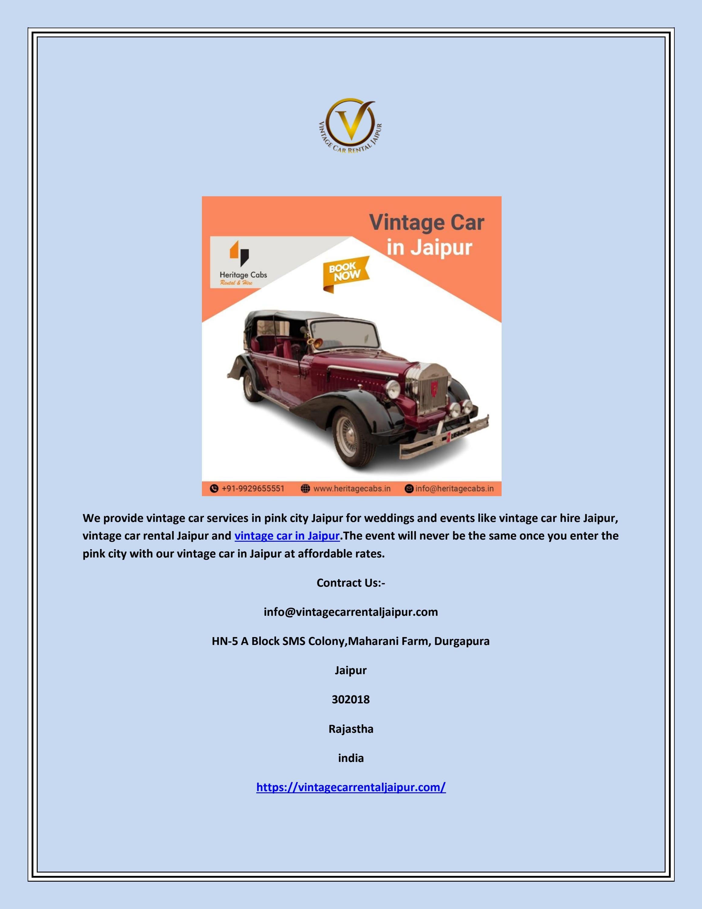 Vintage Car Hire Jaipur by vintagecarrentaljaipur Issuu