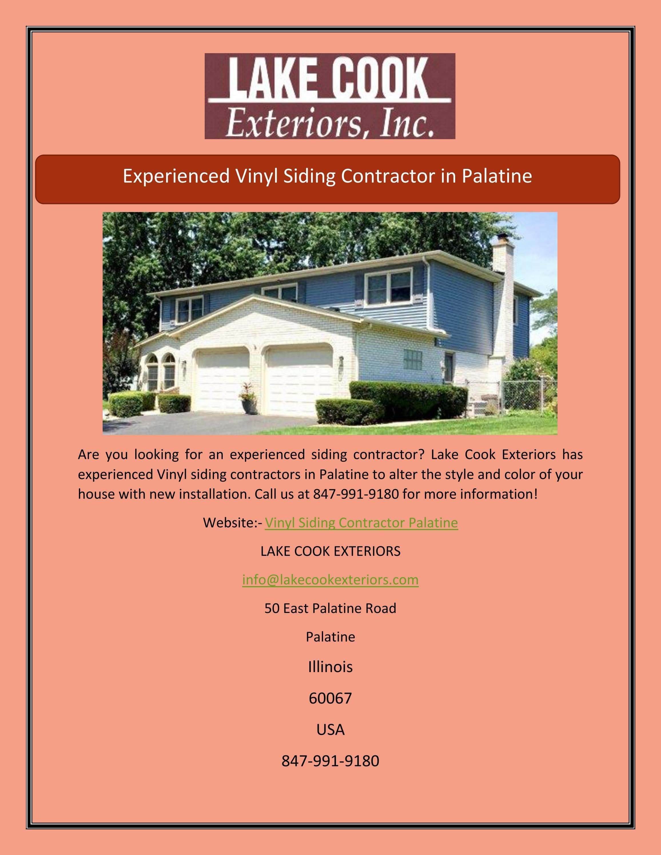Experienced Vinyl Siding Contractor in Palatine by LAKE COOK EXTERIORS