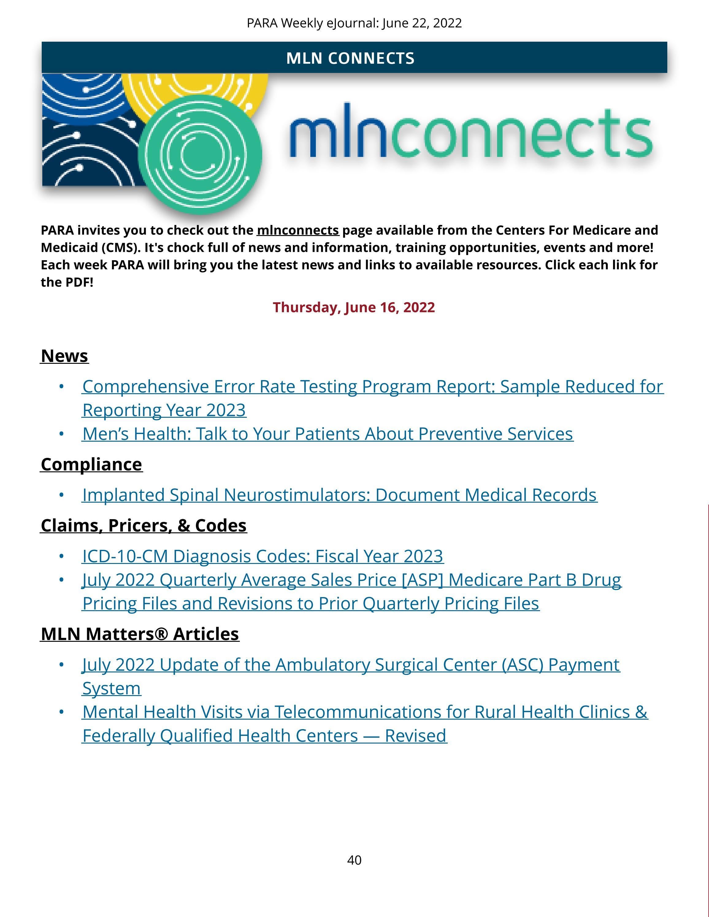 ParaRev Weekly EJournal June 22 2022 By PARA HealthCare Financial 