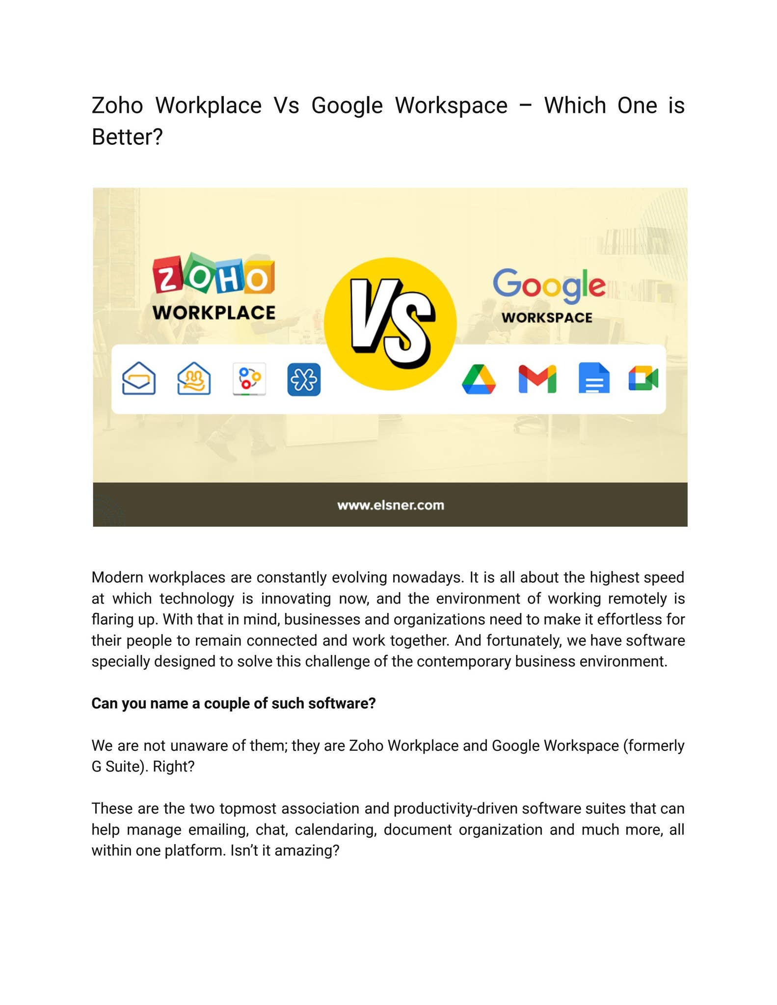 Zoho Workplace Vs Google Workspace – Which One is Better? by Elsner ...
