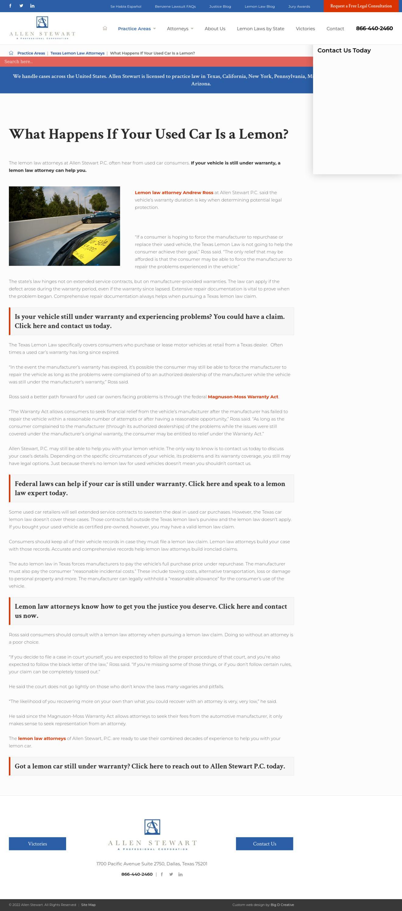 What is the Texas Lemon LawAllen Stewart, P.C. Law Firm by