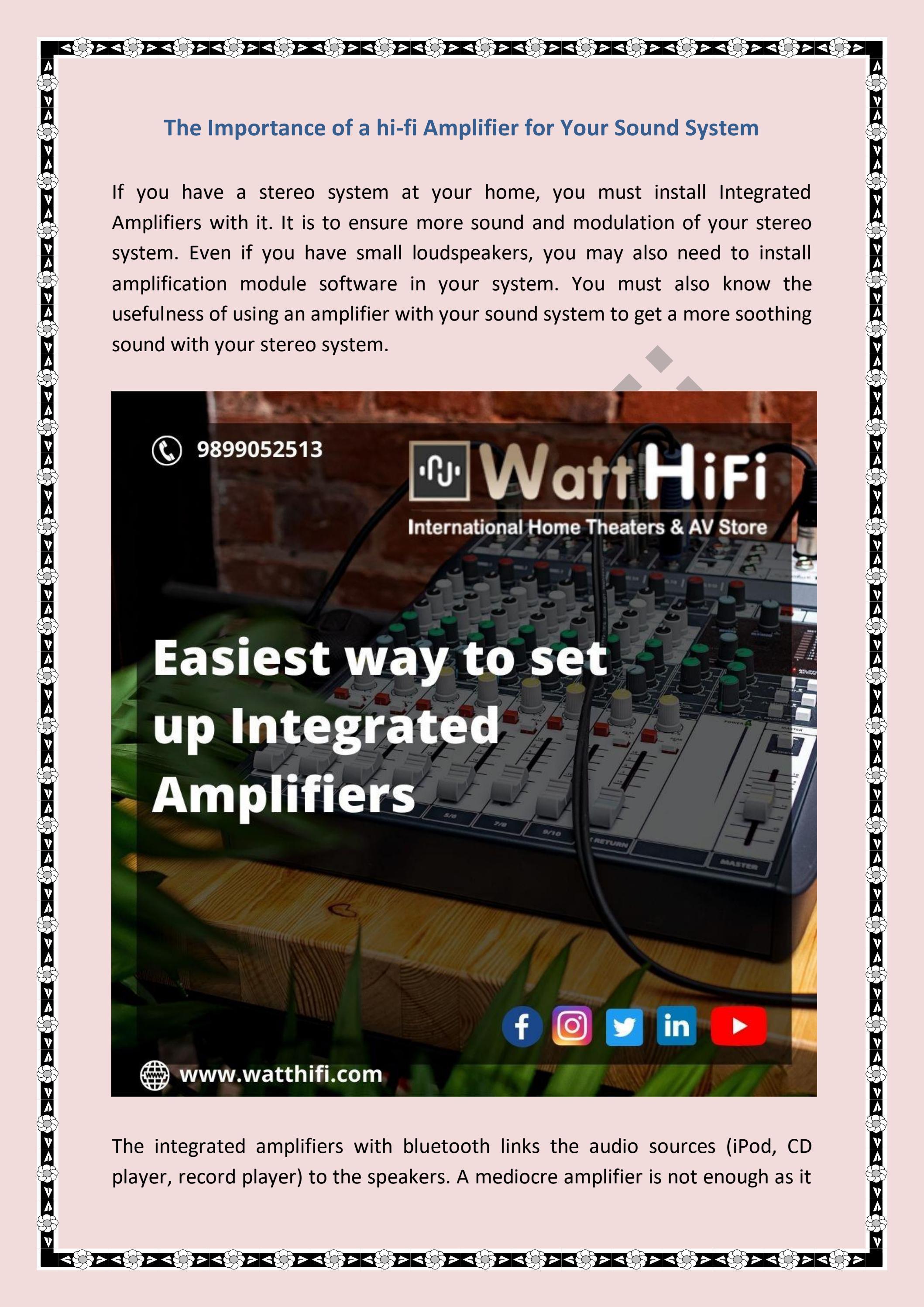 The Importance of a hifi Amplifier for Your Sound System_WattHiFi by